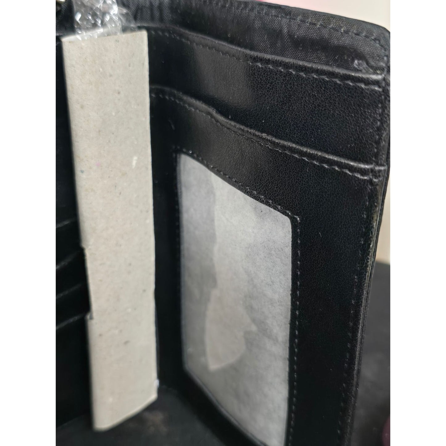 Buxton Crossbody Wallet Genuine LEATHER Organizer Clutch Credit Card Black Trifold