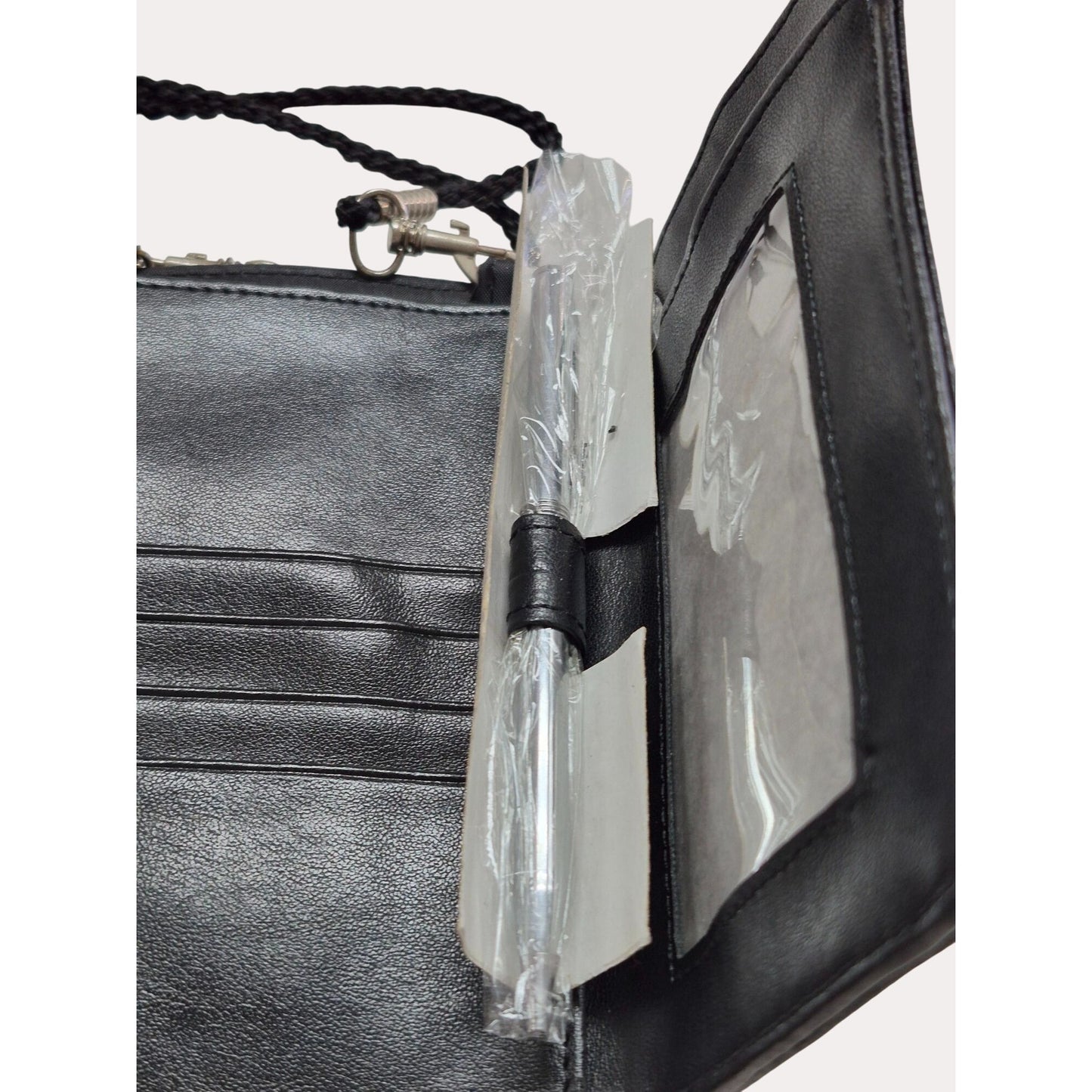 Buxton Crossbody Wallet Genuine LEATHER Organizer Clutch Credit Card Black Trifold