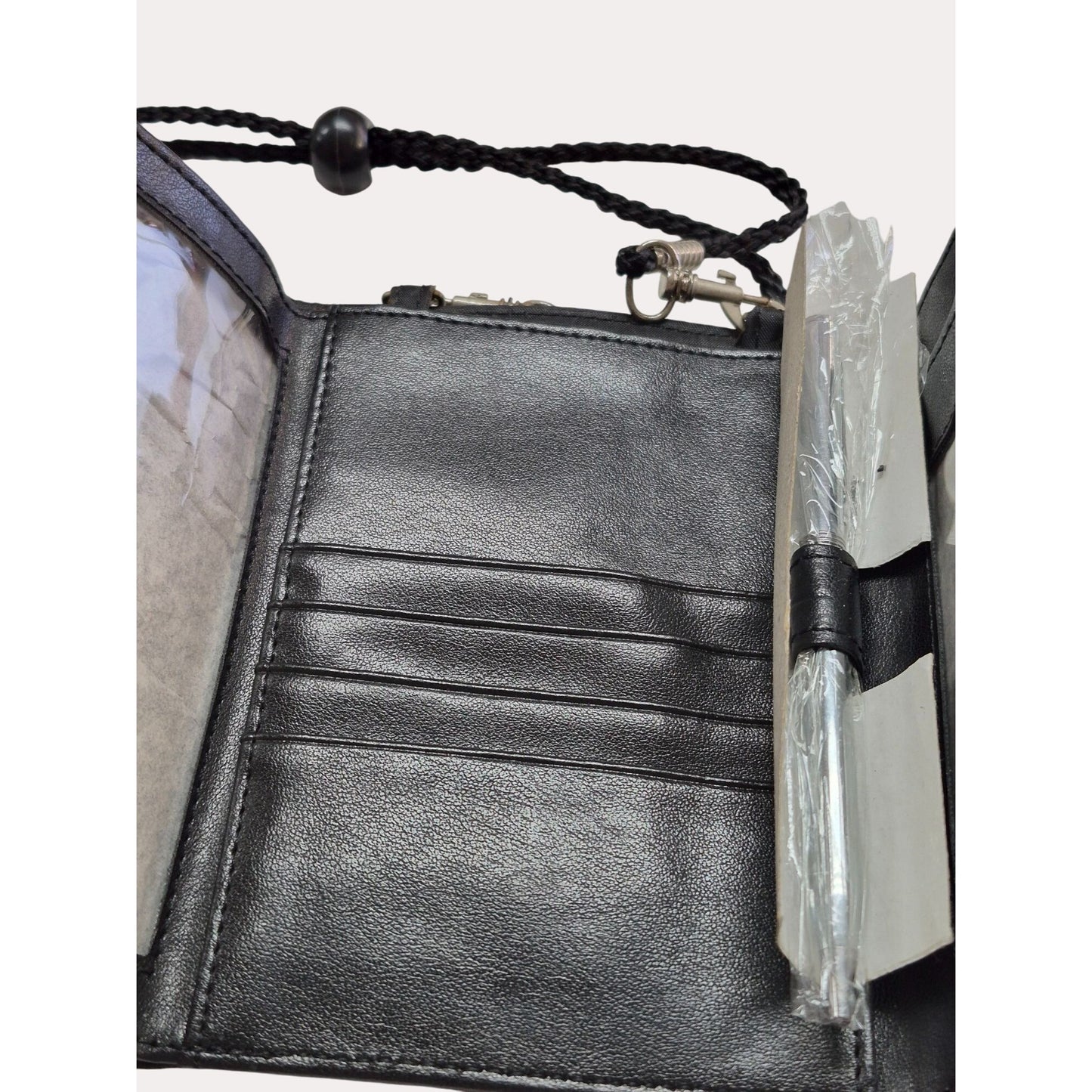 Buxton Crossbody Wallet Genuine LEATHER Organizer Clutch Credit Card Black Trifold