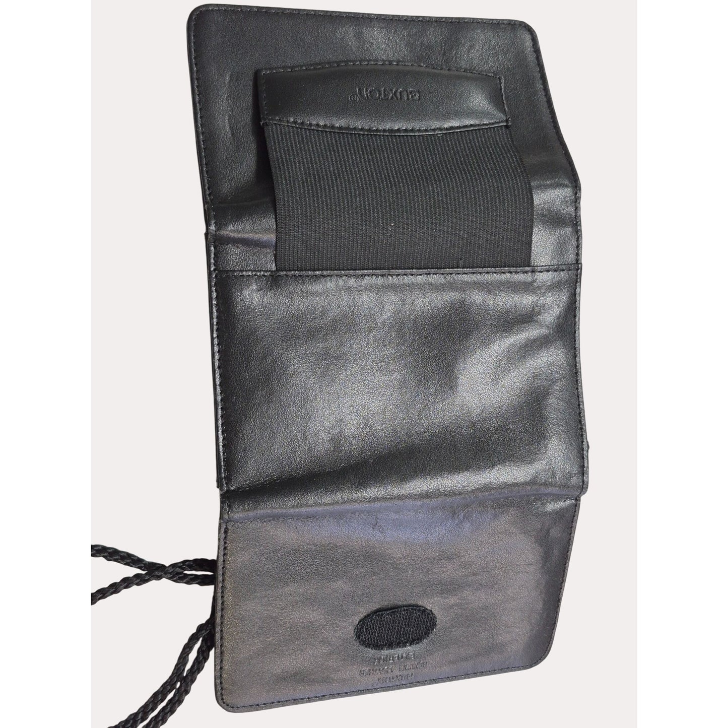 Buxton Crossbody Wallet Genuine LEATHER Organizer Clutch Credit Card Black Trifold