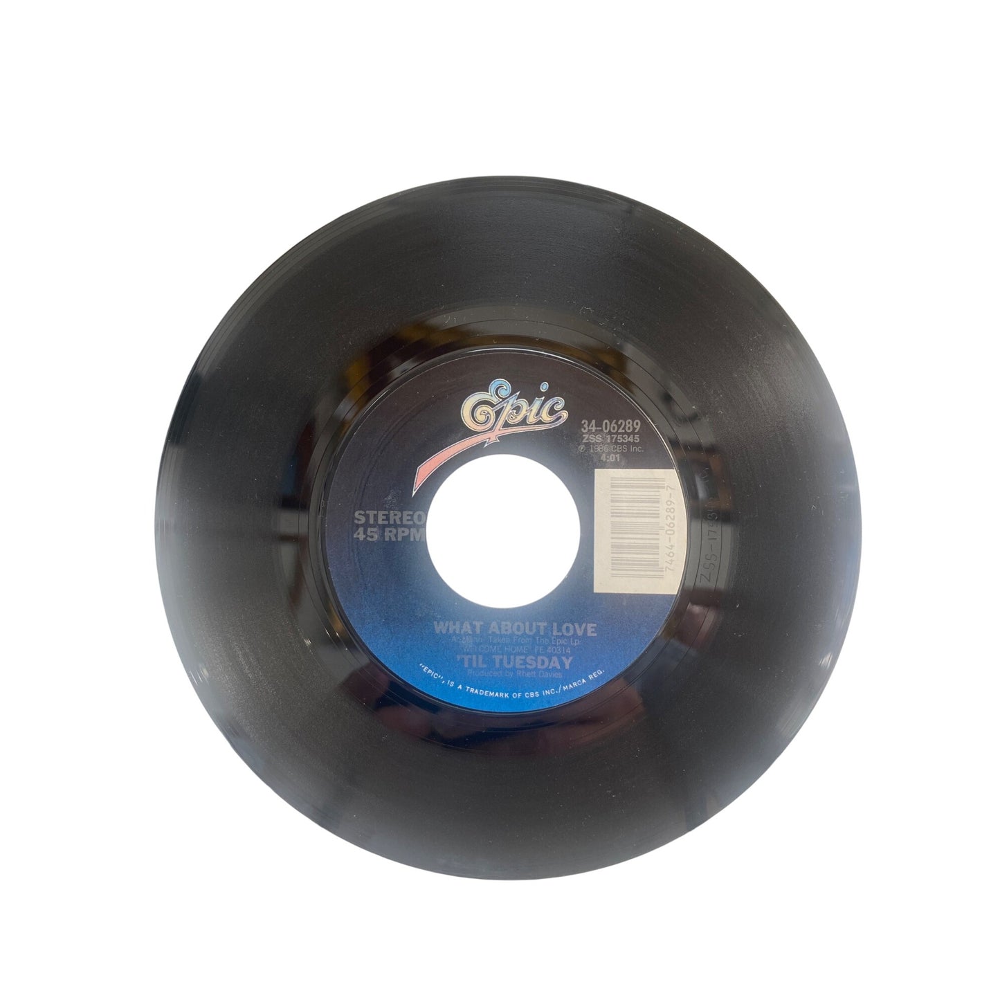 Til Tuesday What About Love 7" Vinyl Single Epic Records 1986