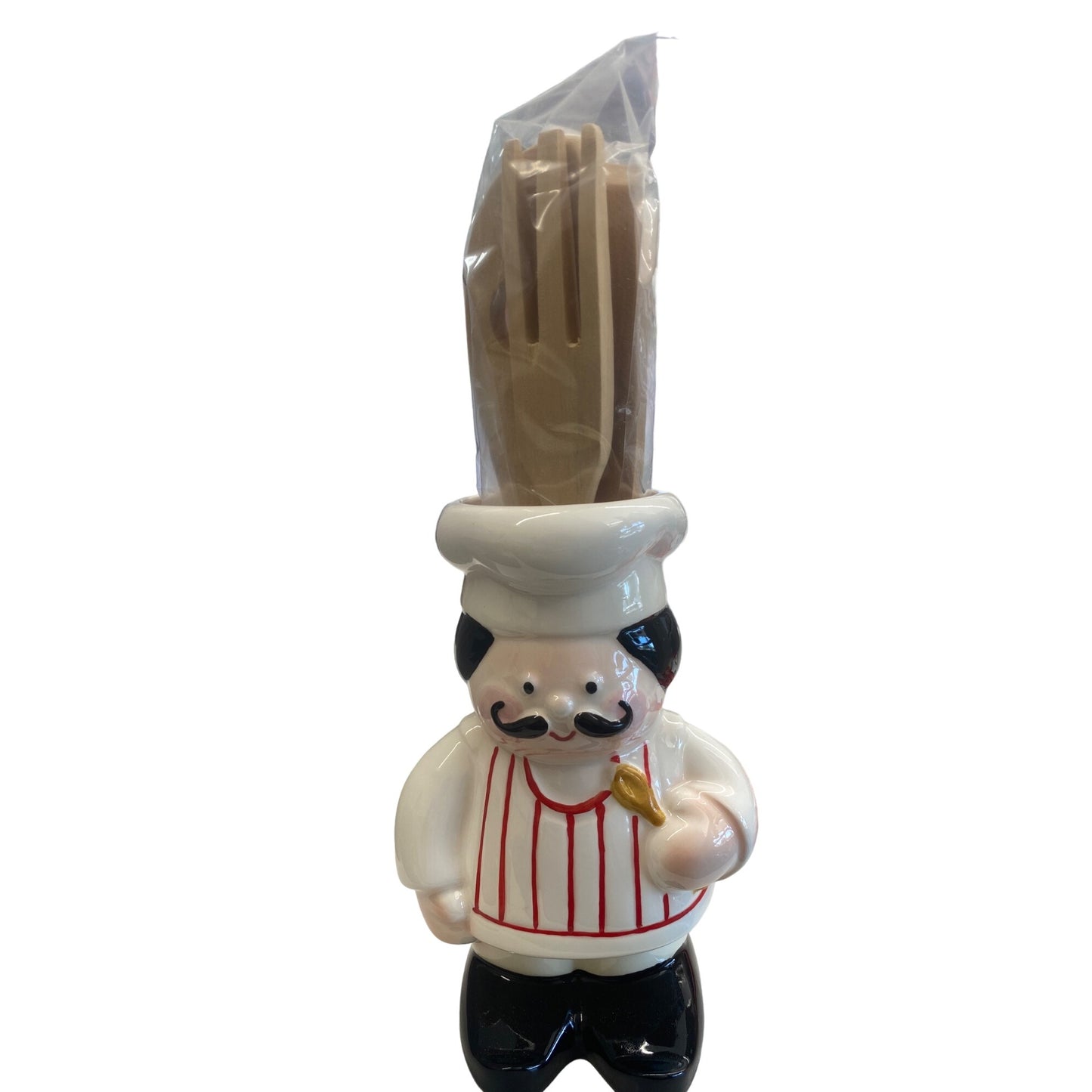 Avon Ceramic Chef Utensil Holder With Wooden Spoons Gift Collection