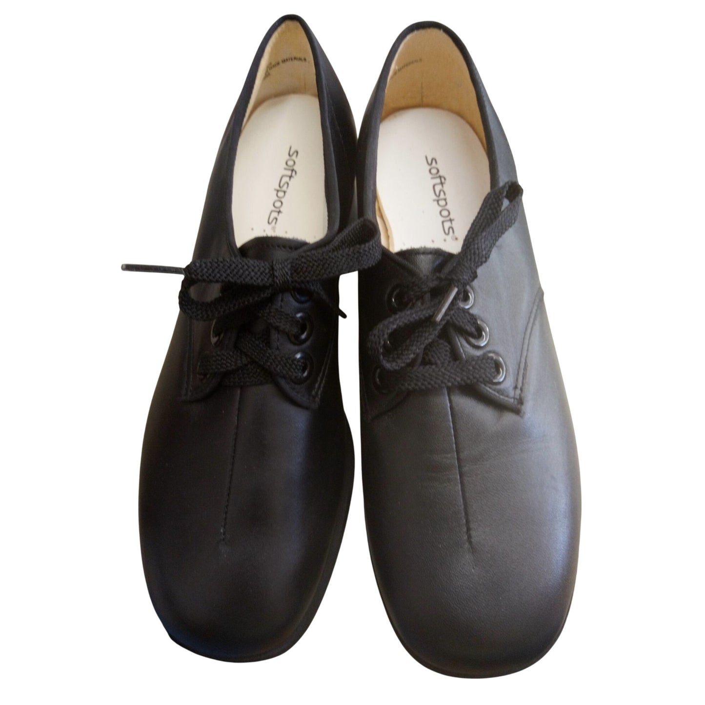 Softspots Womens Black Leather Lace-Up Comfort Shoes 10W