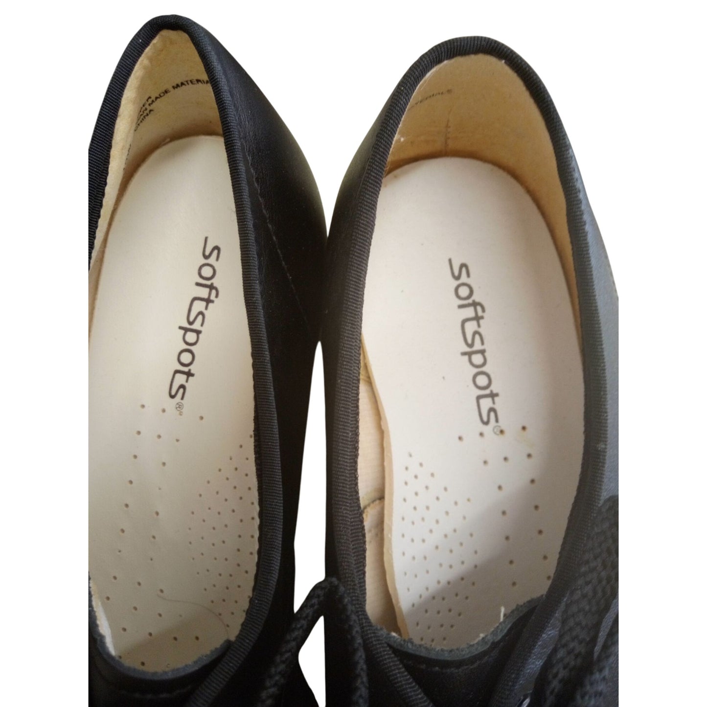 Softspots Womens Black Leather Lace-Up Comfort Shoes 10W