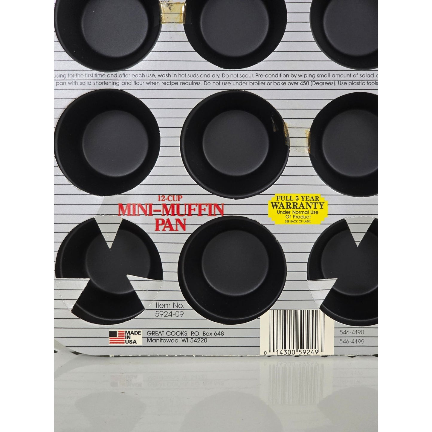 Mini Muffin Pan Aluminum 12 Cup 2 Inch Cupcakes