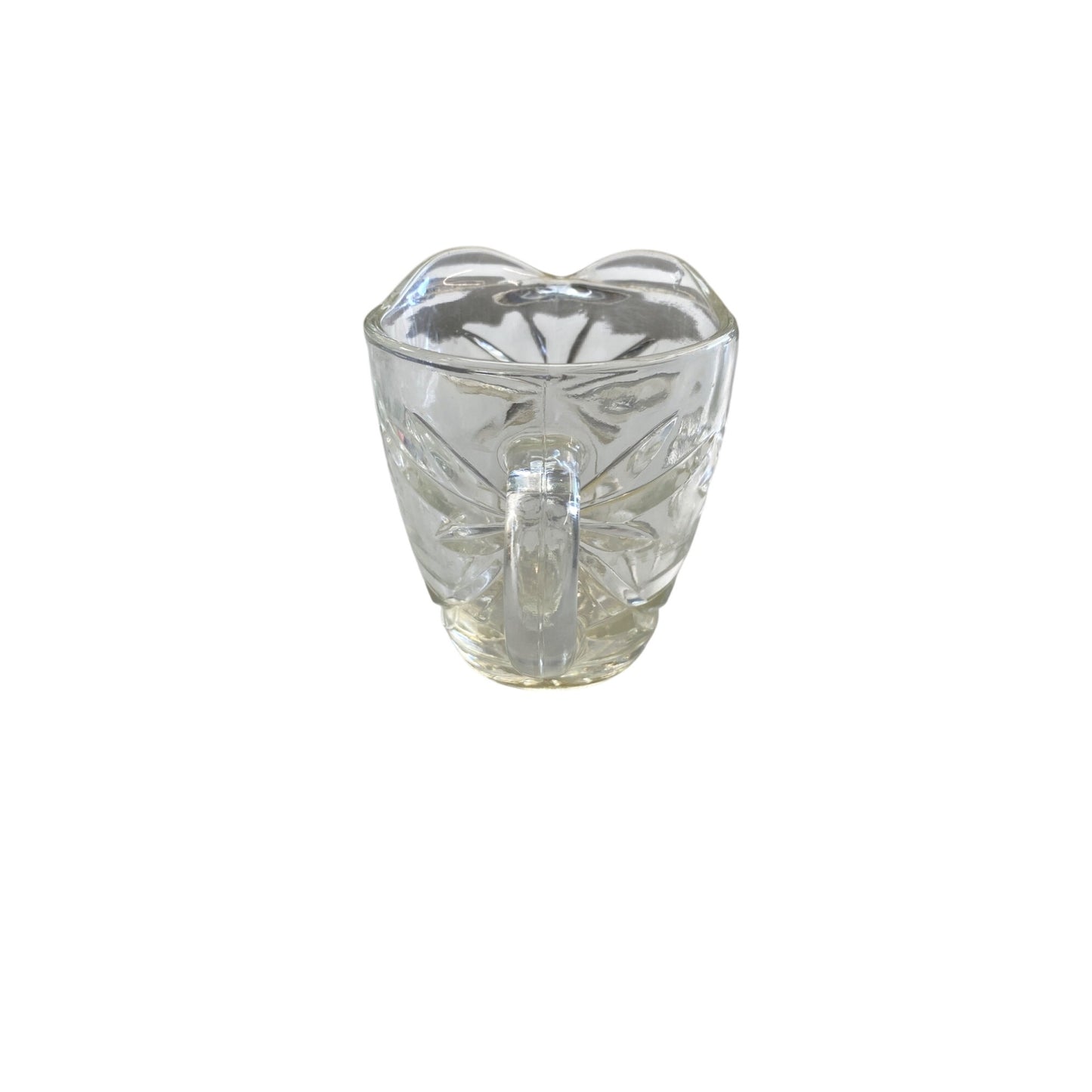 Vintage Glass Creamer Pitcher With Embossed Floral Design