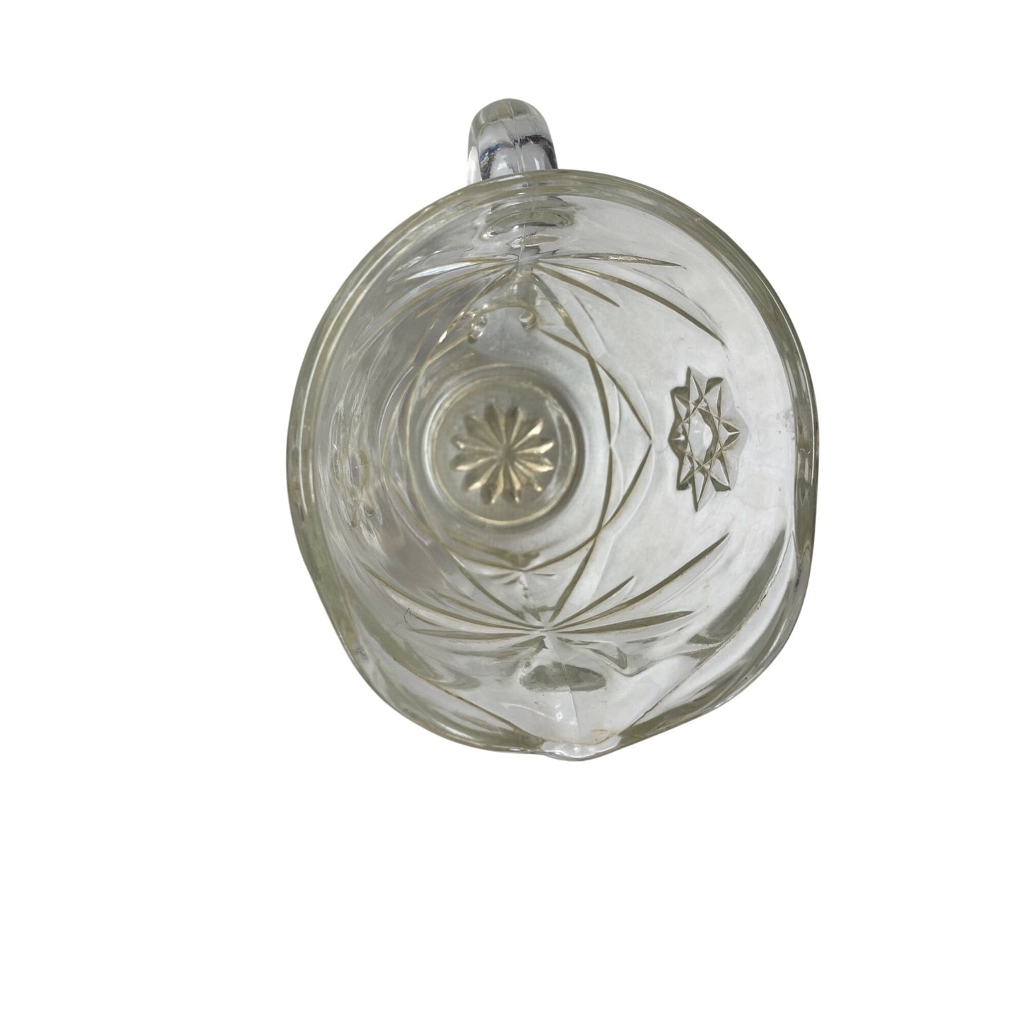 Vintage Glass Creamer Pitcher With Embossed Floral Design