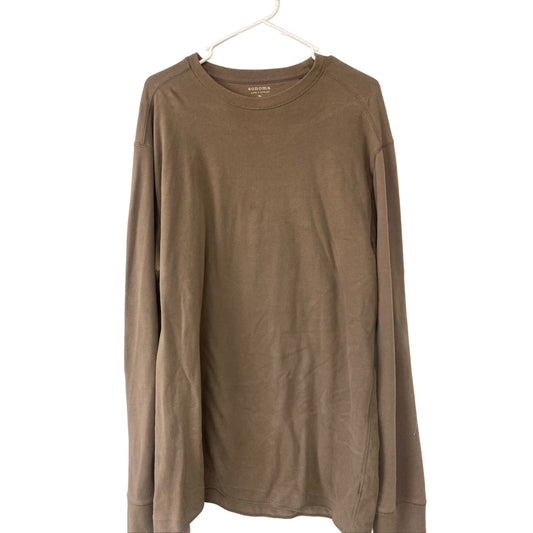 Sonoma Life + Style XL Long Sleeve Crew Neck Shirt 100% Cotton Brown