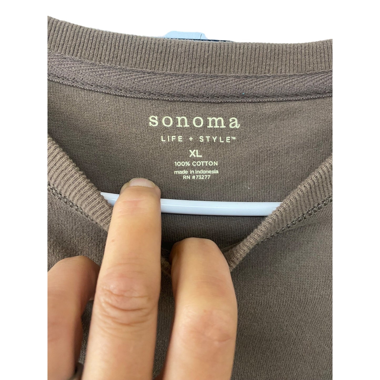 Sonoma Life + Style XL Long Sleeve Crew Neck Shirt 100% Cotton Brown