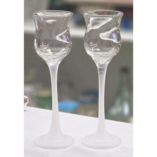 Frosted Glass Long Stemmed Candle Tealight Holders Votive