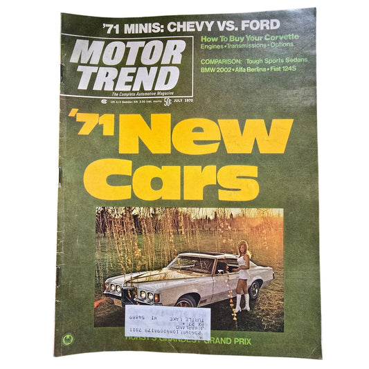 Vintage Motor Trend Magazine July 1970 Automotive Collectible