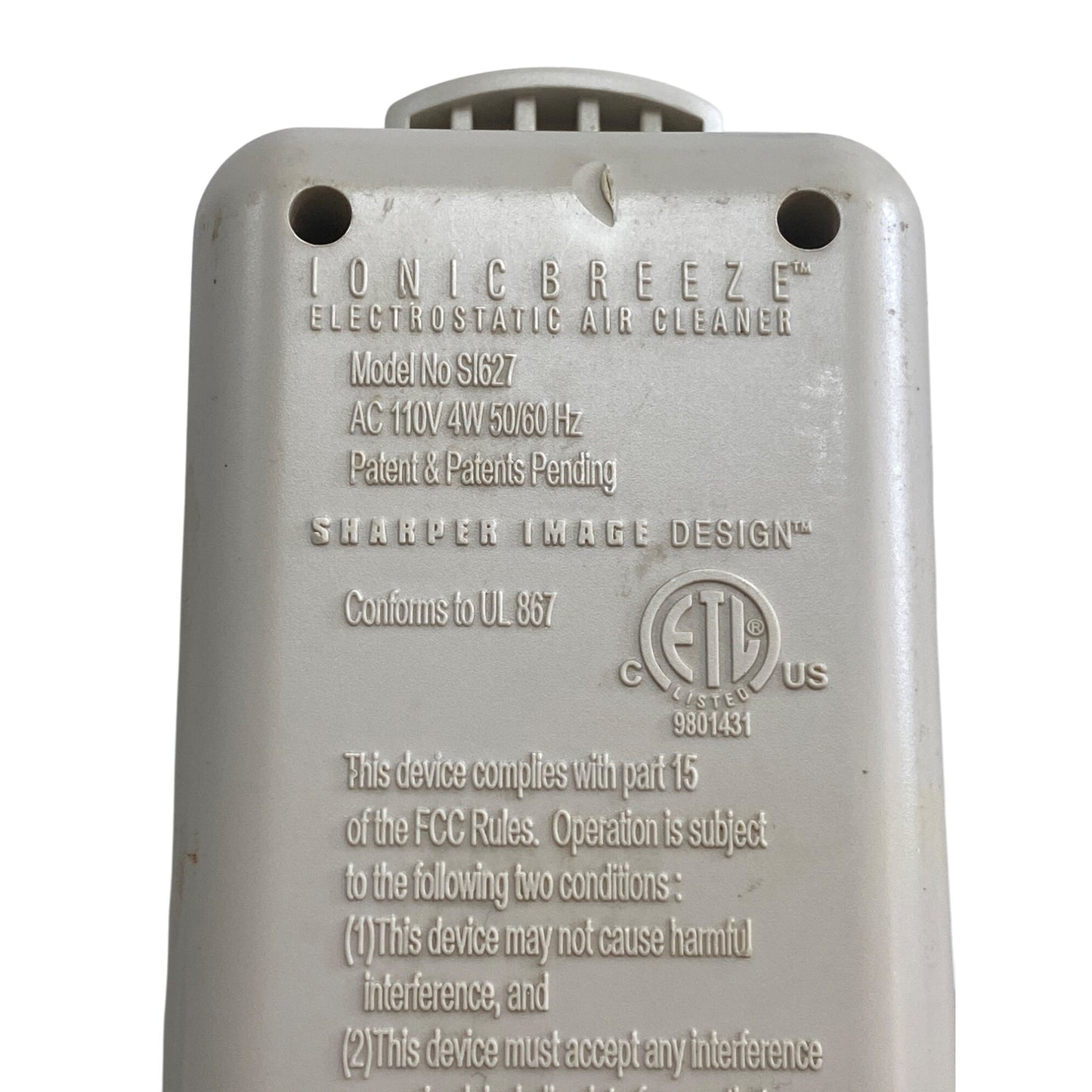 Sharper Image Ionic Breeze Air Cleaner Model SI627