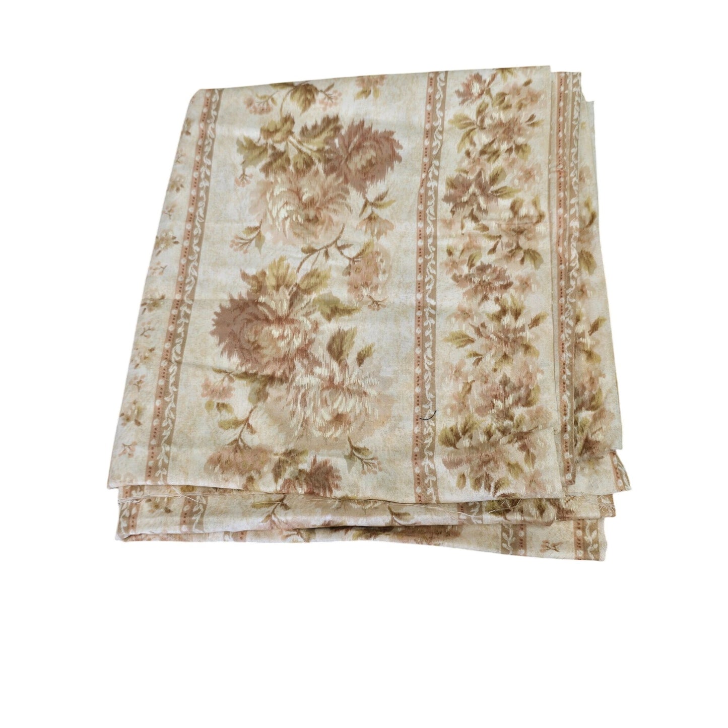 Vintage Cotton Fabric Floral Print Neutral Beige & Brown Tones 42" W X 94" L