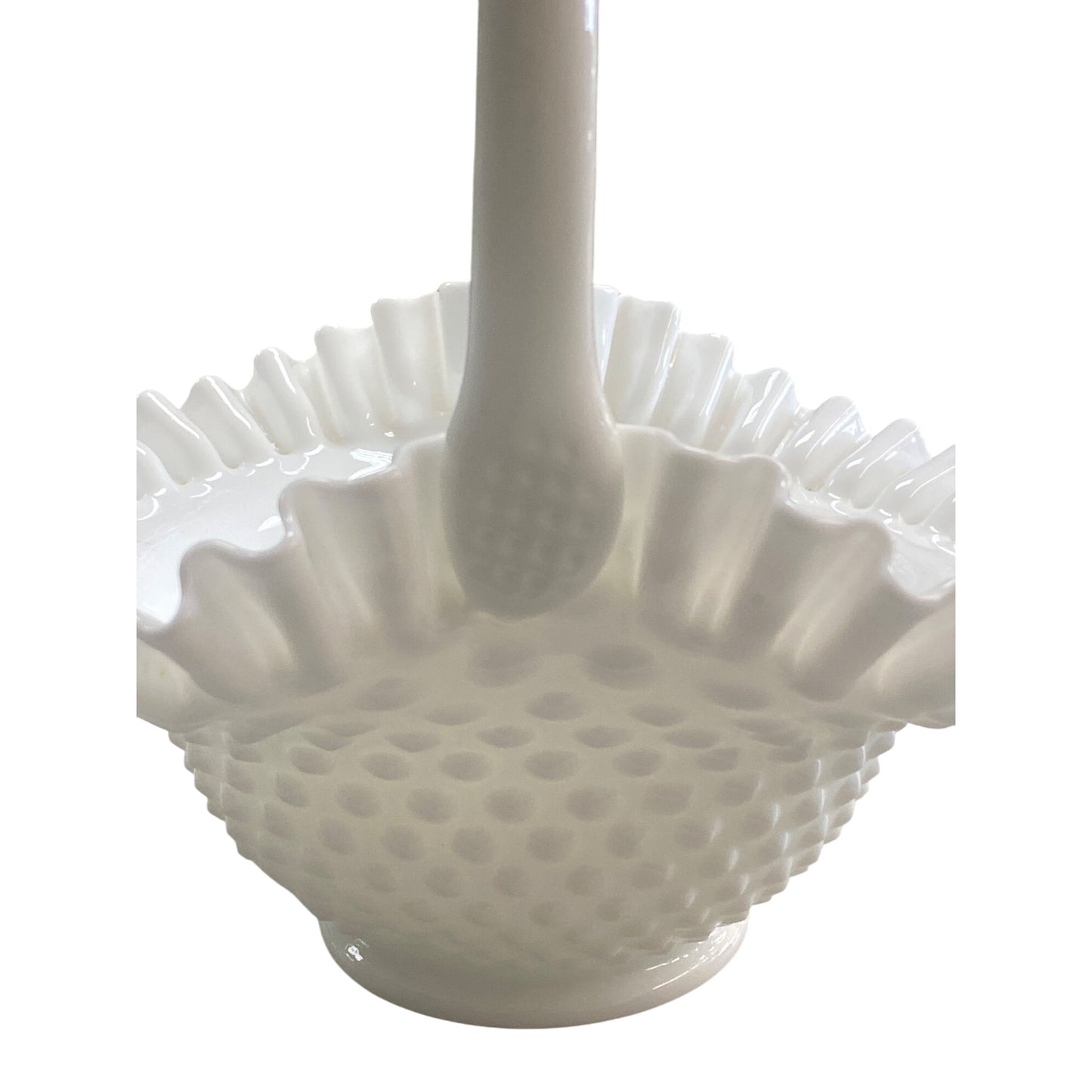 Fenton Hobnail Milk Glass Basket With Ruffled Edge