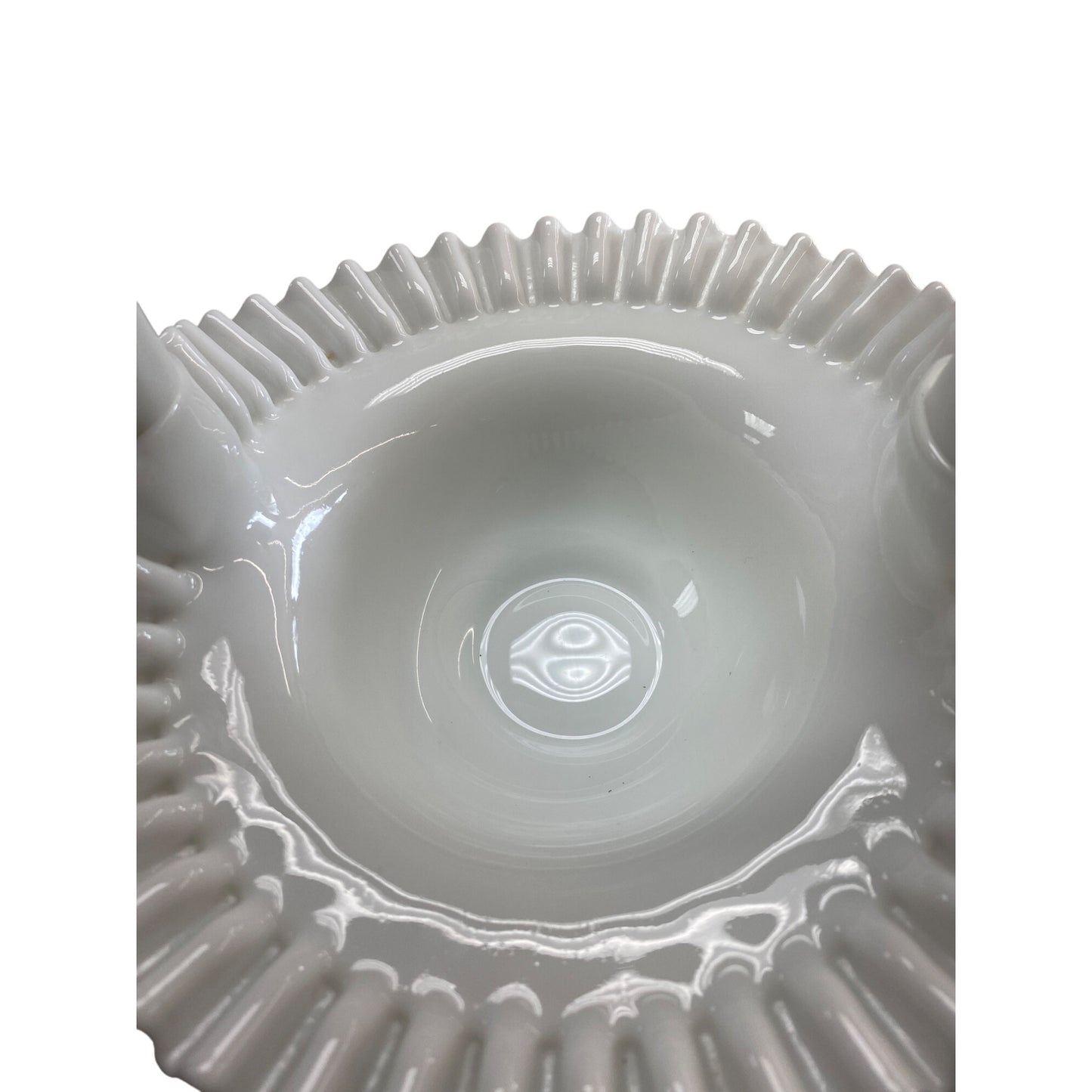 Fenton Hobnail Milk Glass Basket With Ruffled Edge