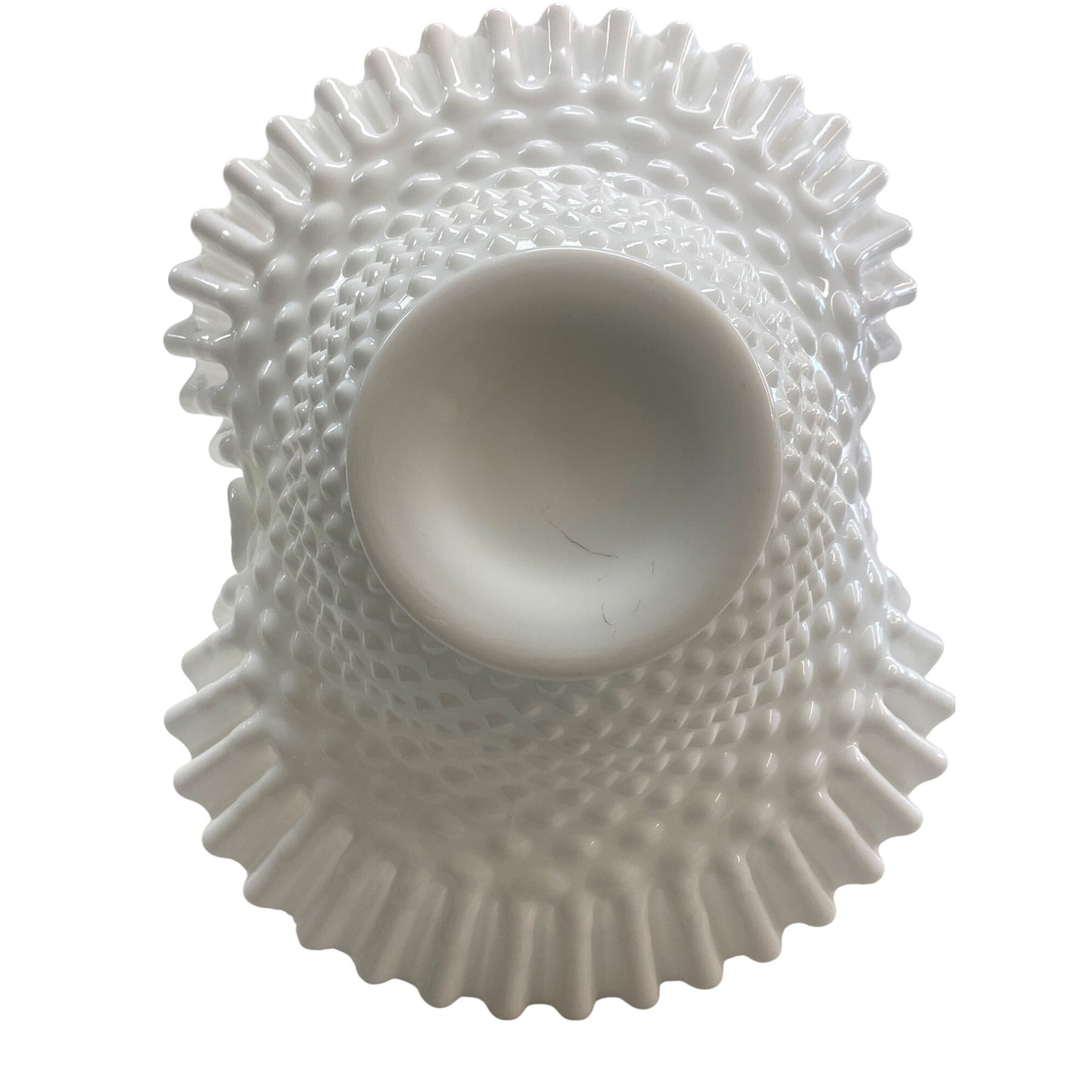 Fenton Hobnail Milk Glass Basket With Ruffled Edge