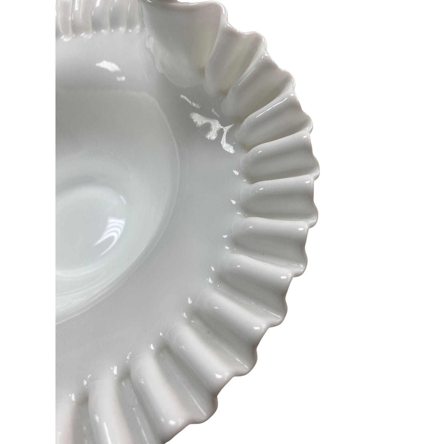 Fenton Hobnail Milk Glass Basket With Ruffled Edge