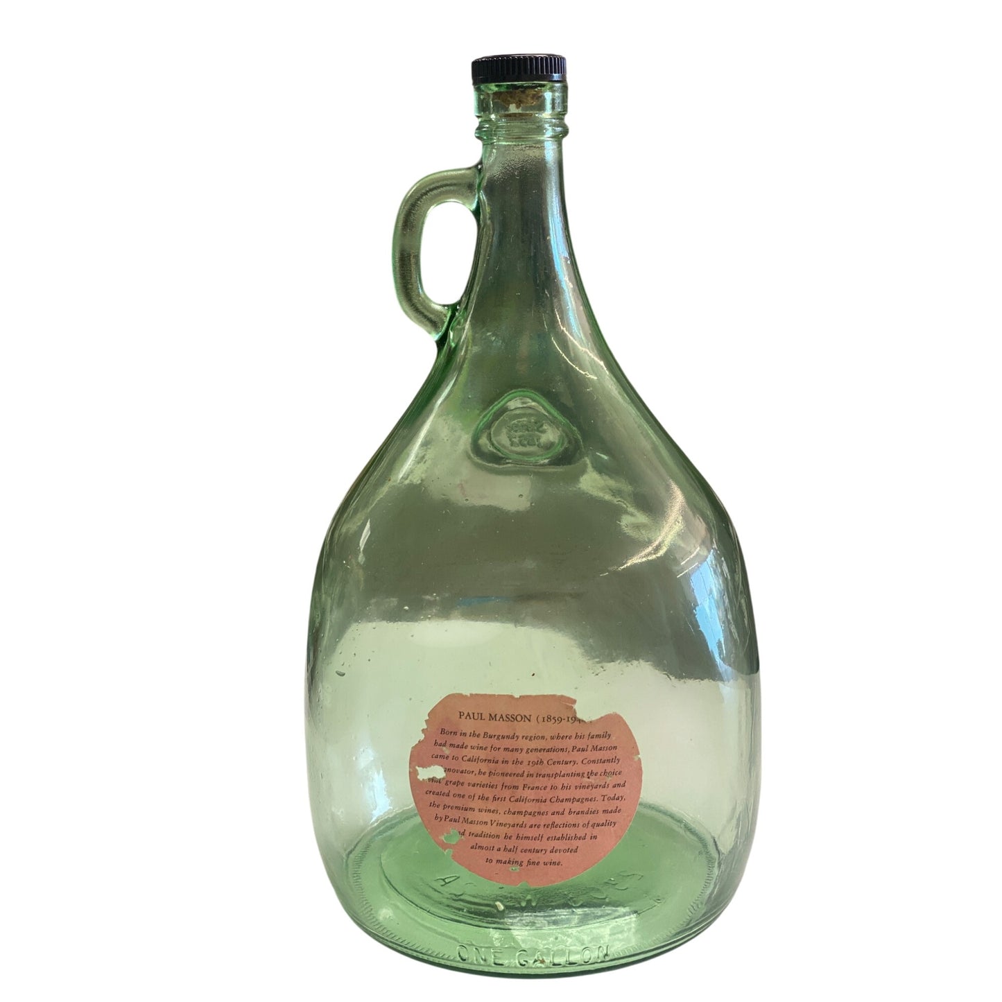 Paul Masson Vintage Green Glass Jug 1 Gallon With Handle