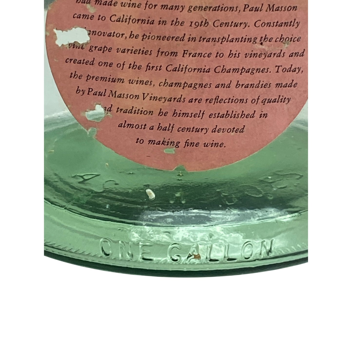 Paul Masson Vintage Green Glass Jug 1 Gallon With Handle