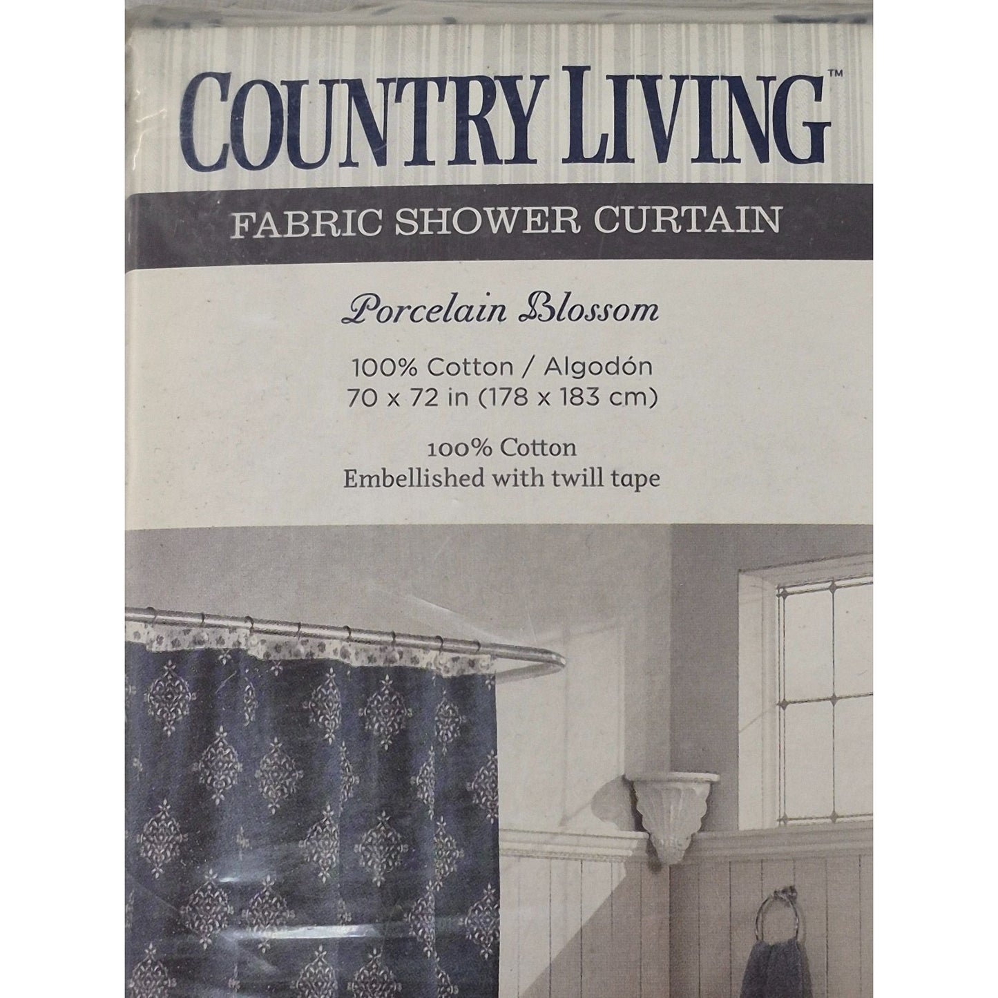 70" x 72" 100% Cotton Blue/White