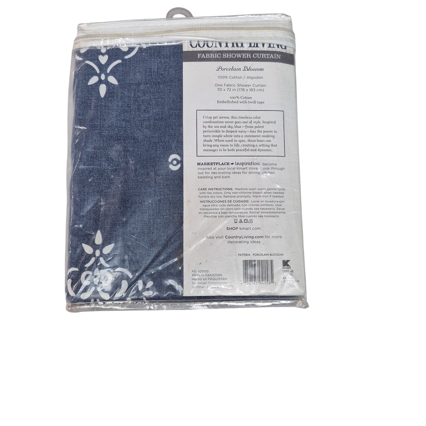 70" x 72" 100% Cotton Blue/White