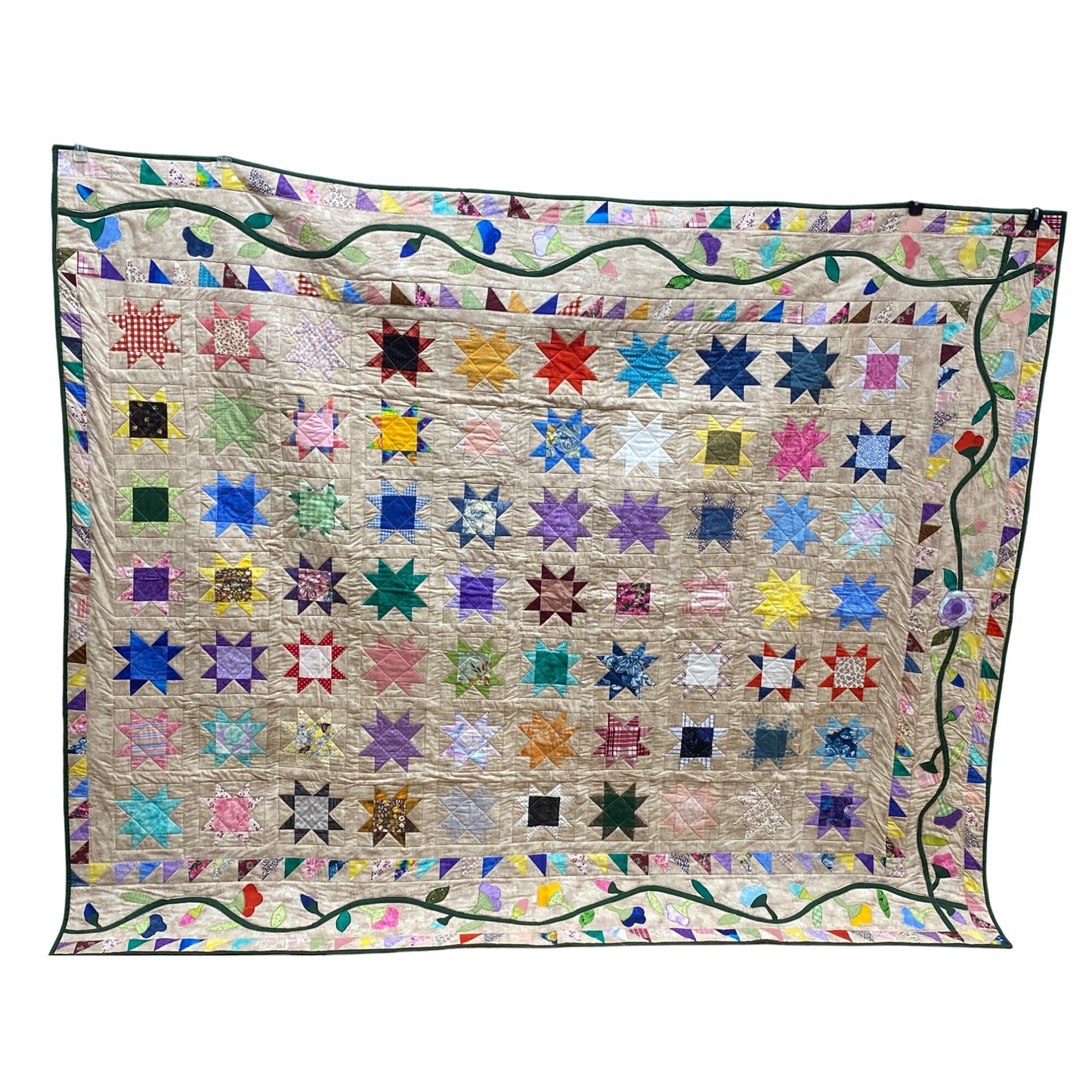 Handmade Patchwork Star Quilt Multicolor