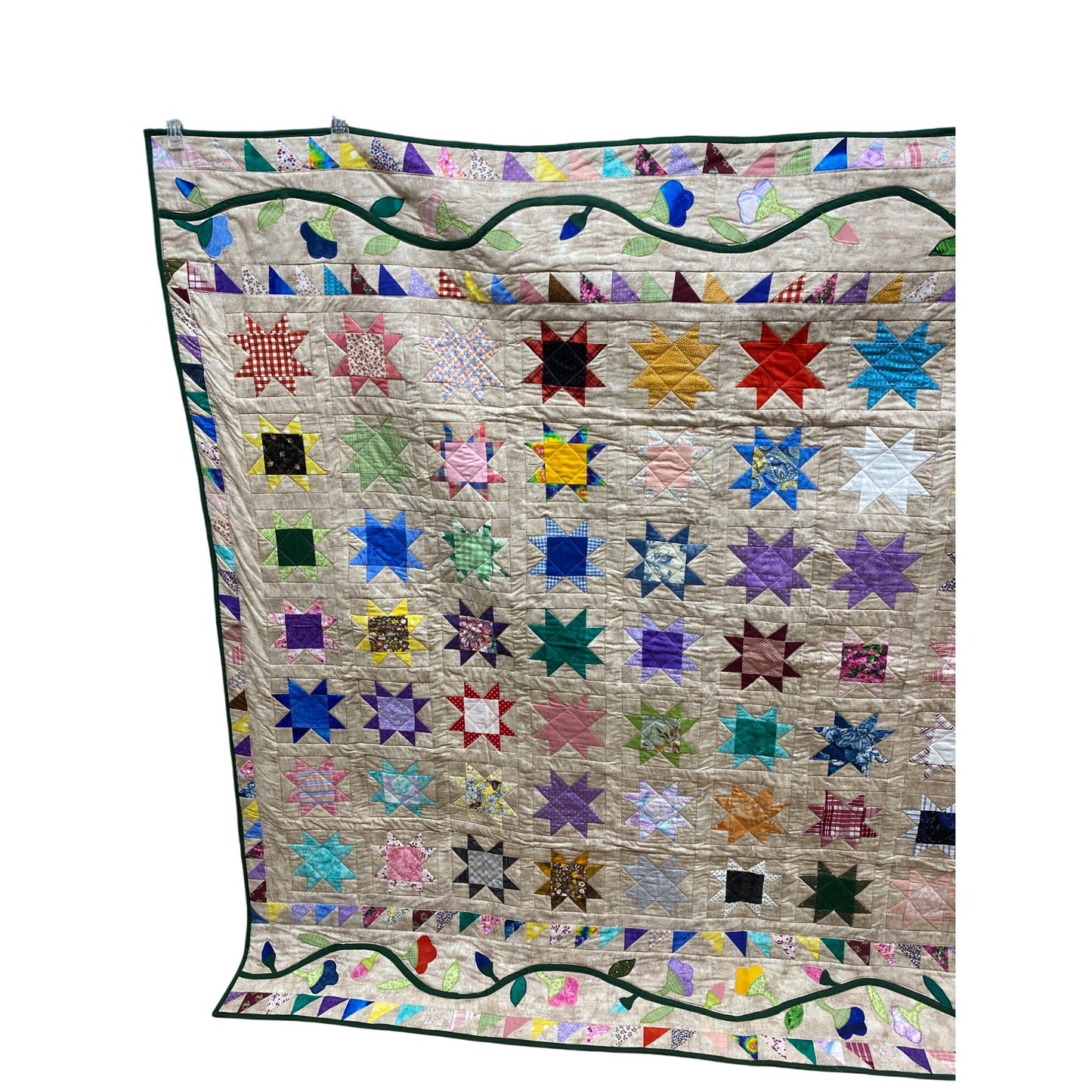 Handmade Patchwork Star Quilt Multicolor