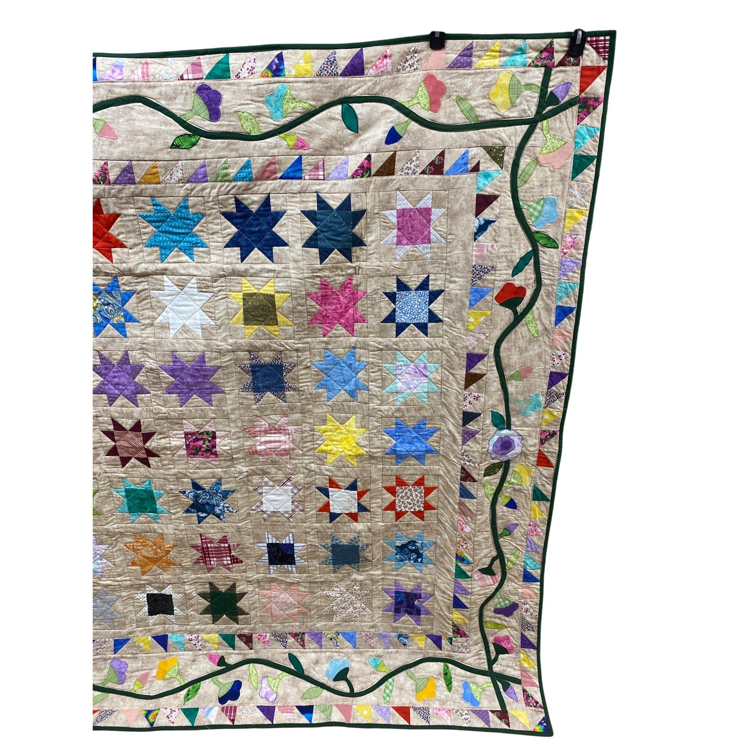 Handmade Patchwork Star Quilt Multicolor