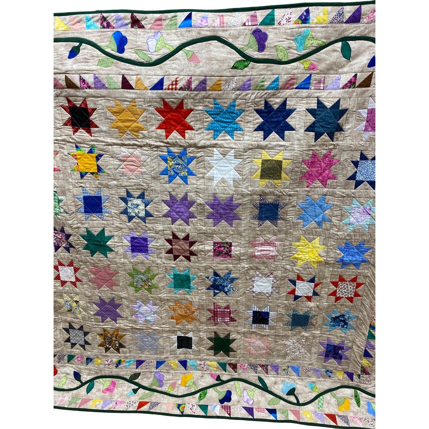 Handmade Patchwork Star Quilt Multicolor