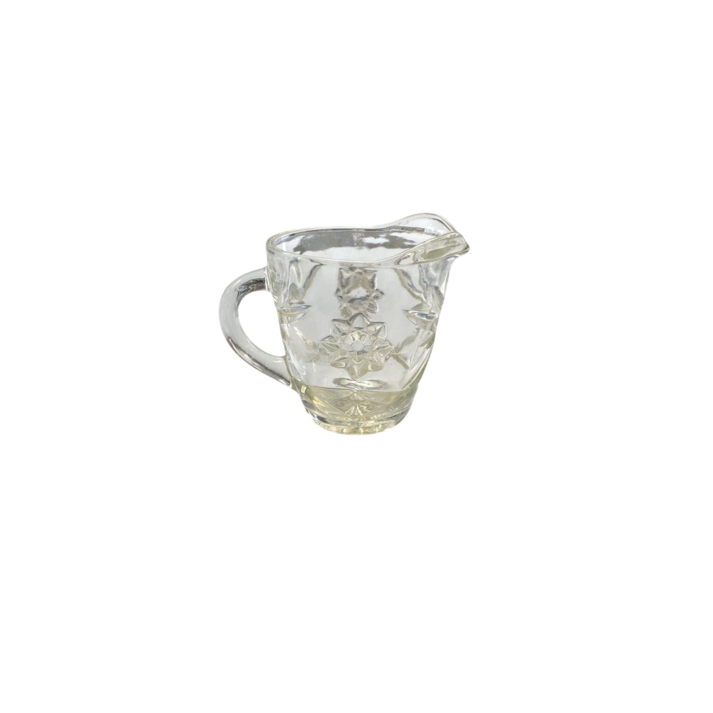 Vintage Glass Creamer Pitcher With Embossed Floral Design