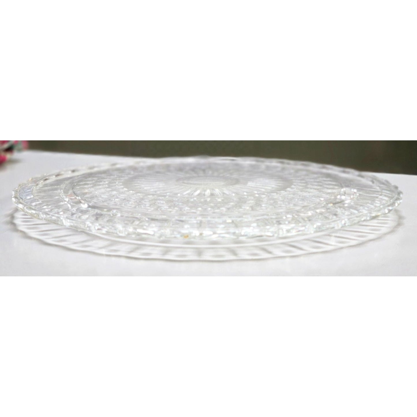 Vintage Clear Federal Glass Bubble Footed Cake Plate 11.25" Tray