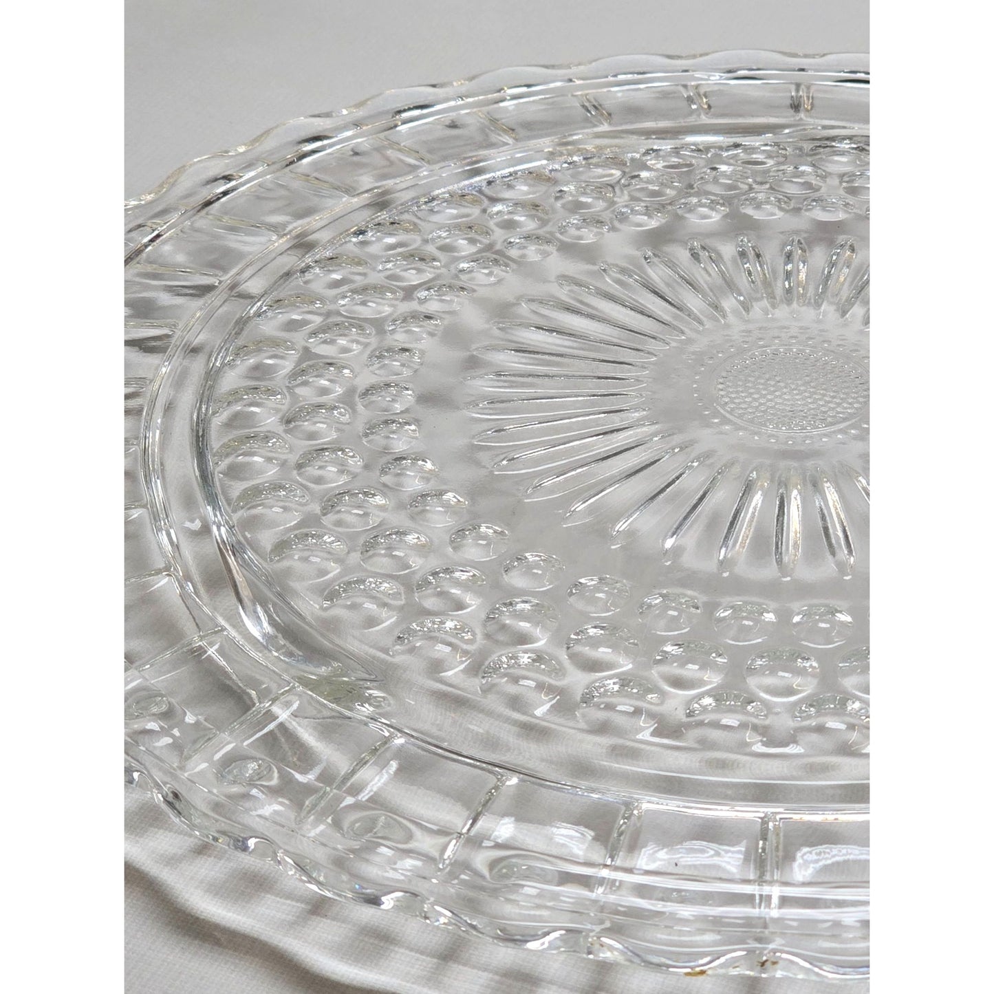 Vintage Clear Federal Glass Bubble Footed Cake Plate 11.25" Tray