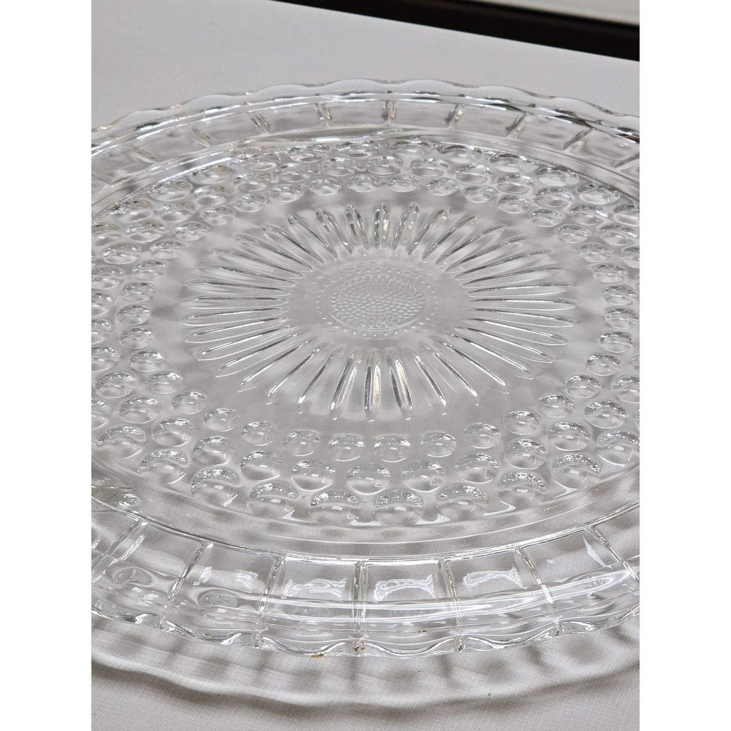 Vintage Clear Federal Glass Bubble Footed Cake Plate 11.25" Tray