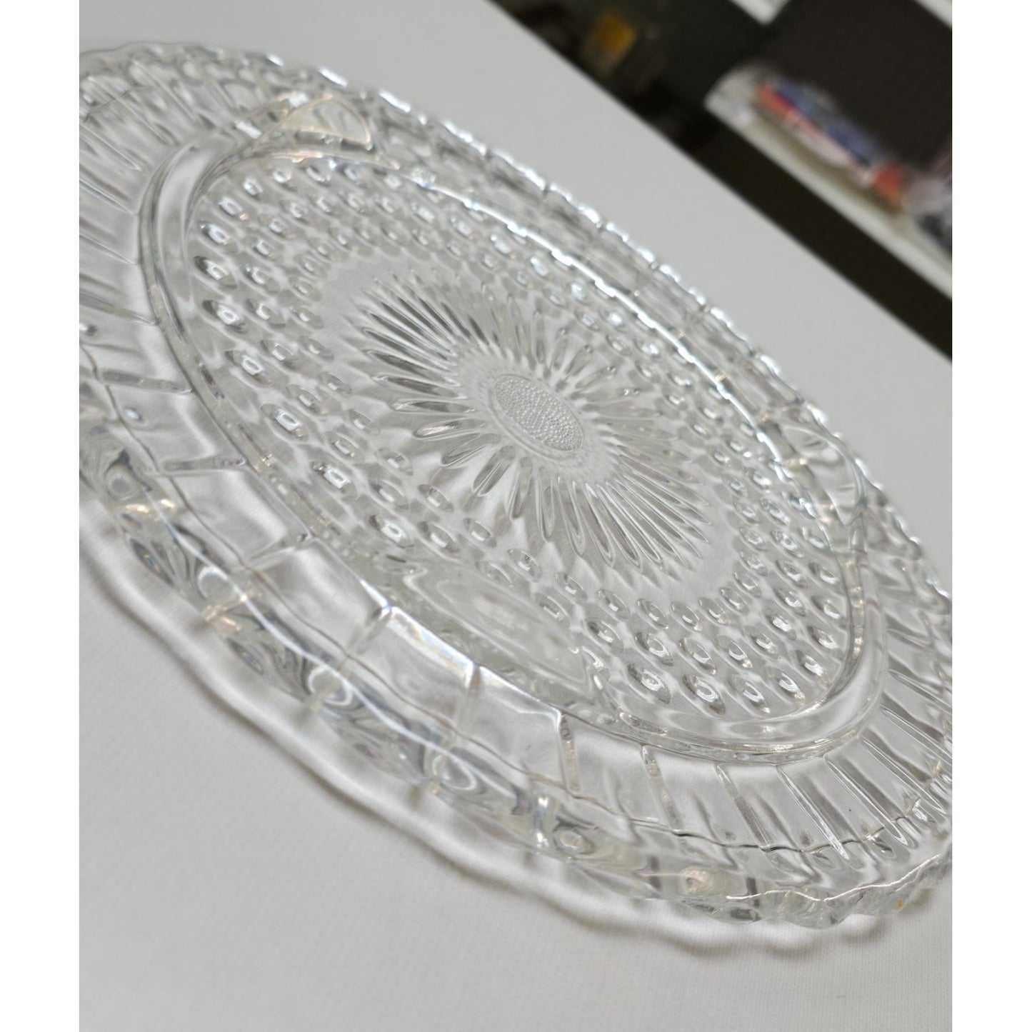 Vintage Clear Federal Glass Bubble Footed Cake Plate 11.25" Tray