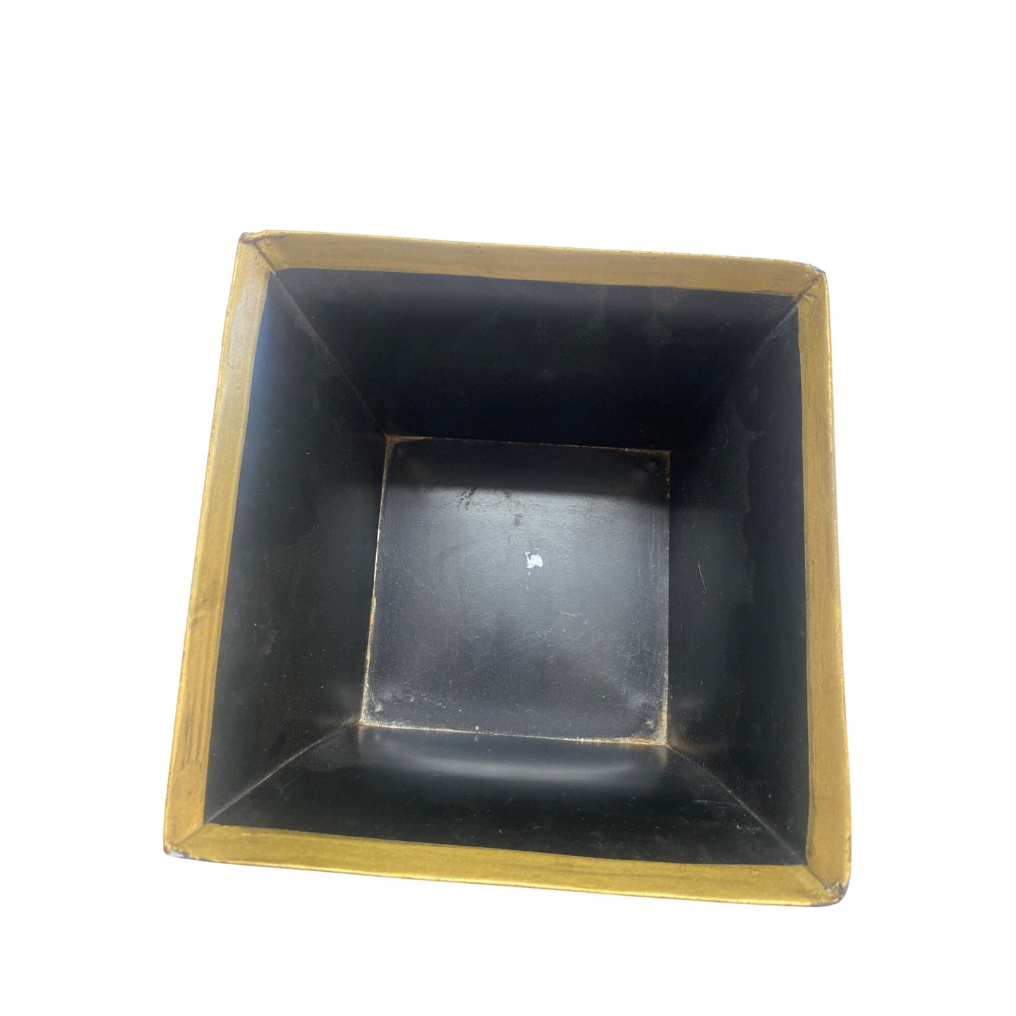 Vintage Hand-Painted Metal Planter With Bird