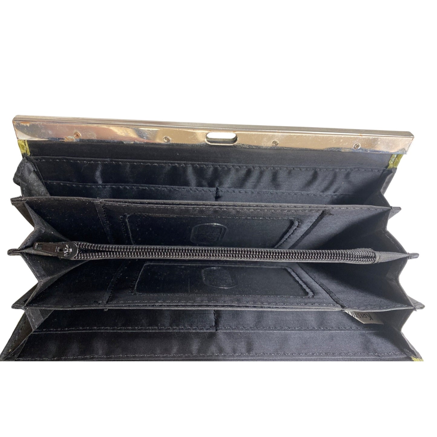 Vintage Green Snake Print Clutch Wallet With Metal Frame