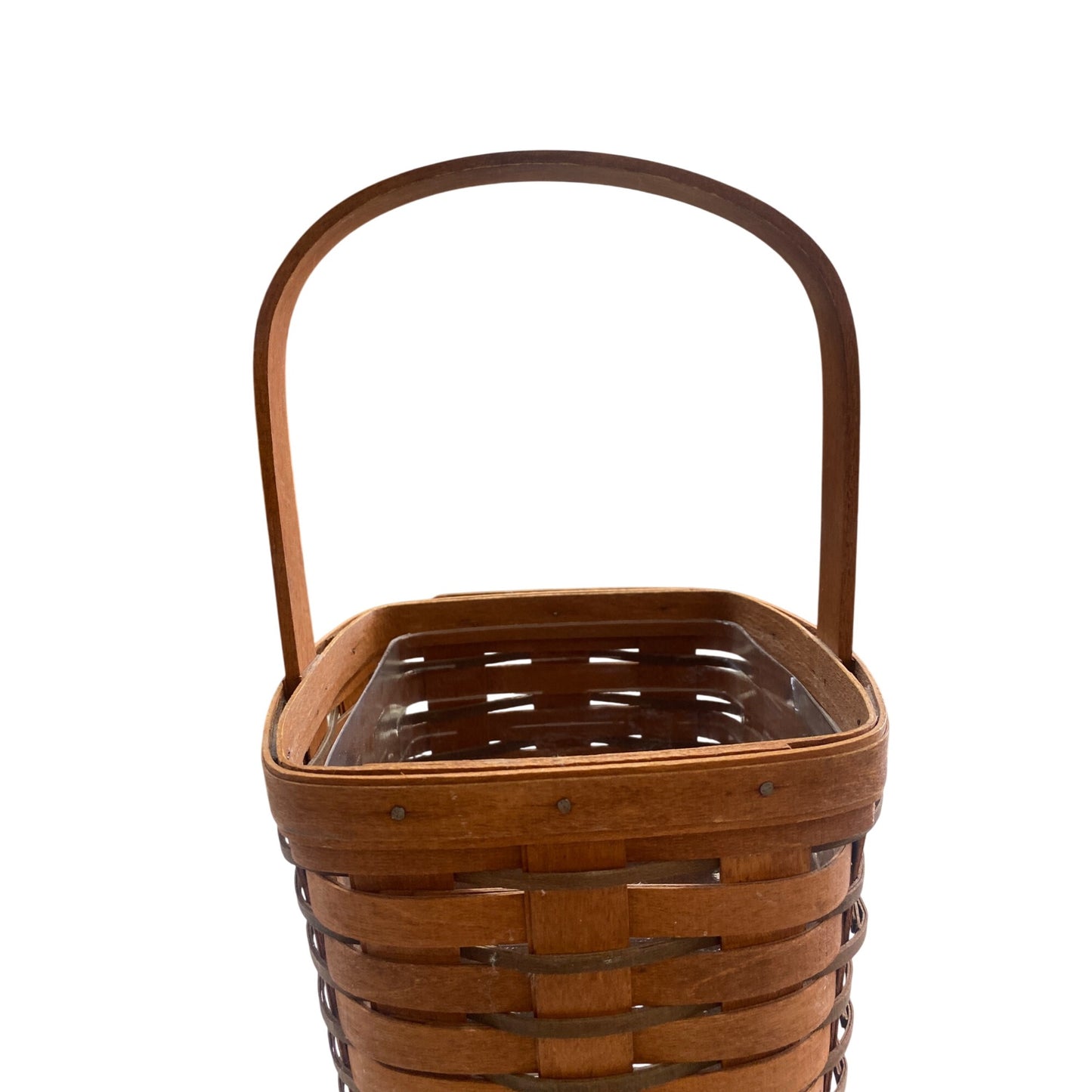 Longaberger 1989 Brown Basket With Handle 8.25”x6” x6”