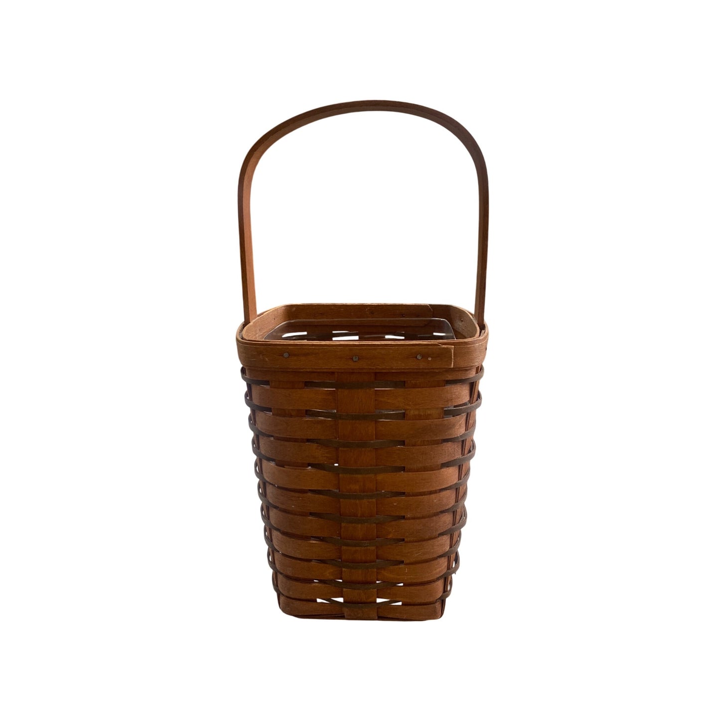 Longaberger 1989 Brown Basket With Handle 8.25”x6” x6”