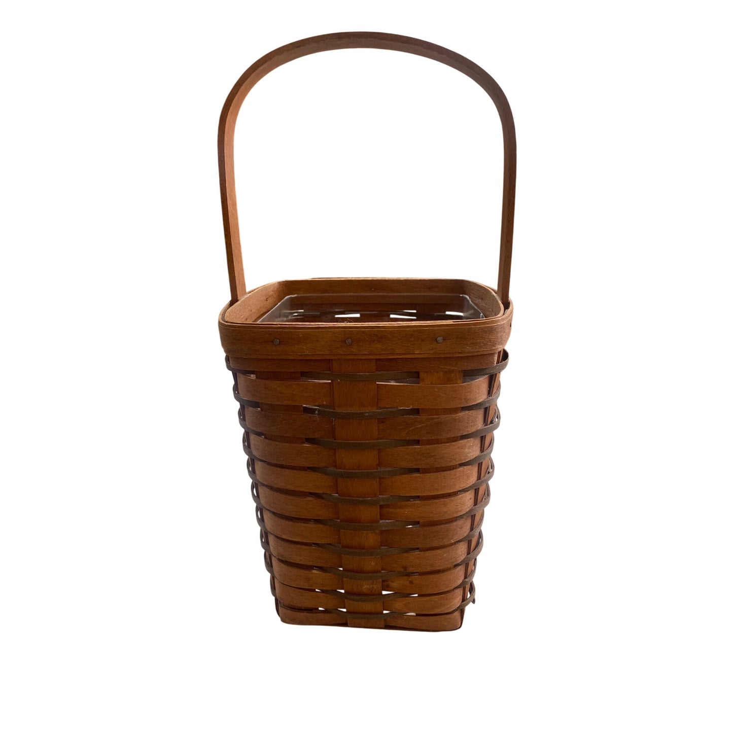Longaberger 1989 Brown Basket With Handle 8.25”x6” x6”
