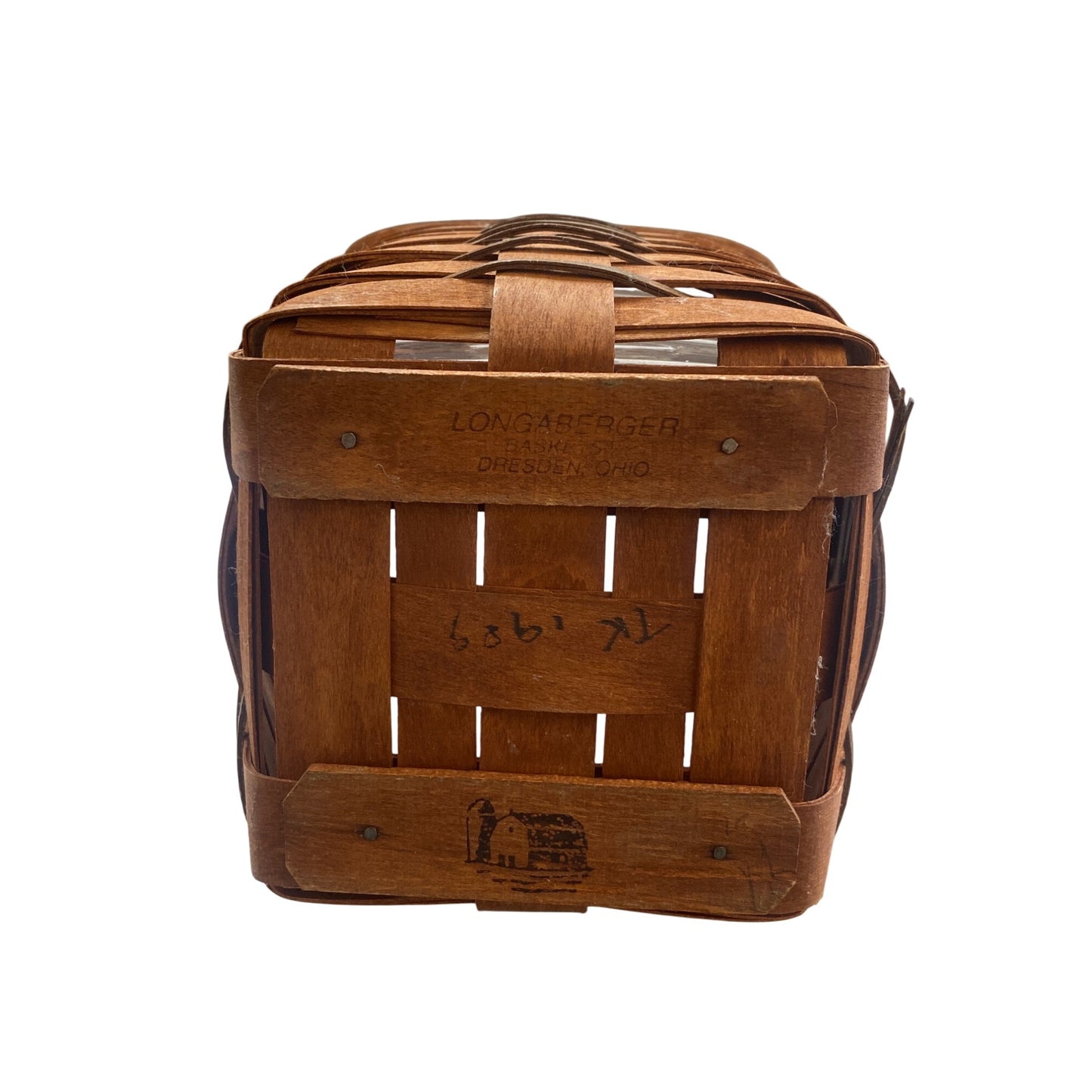 Longaberger 1989 Brown Basket With Handle 8.25”x6” x6”