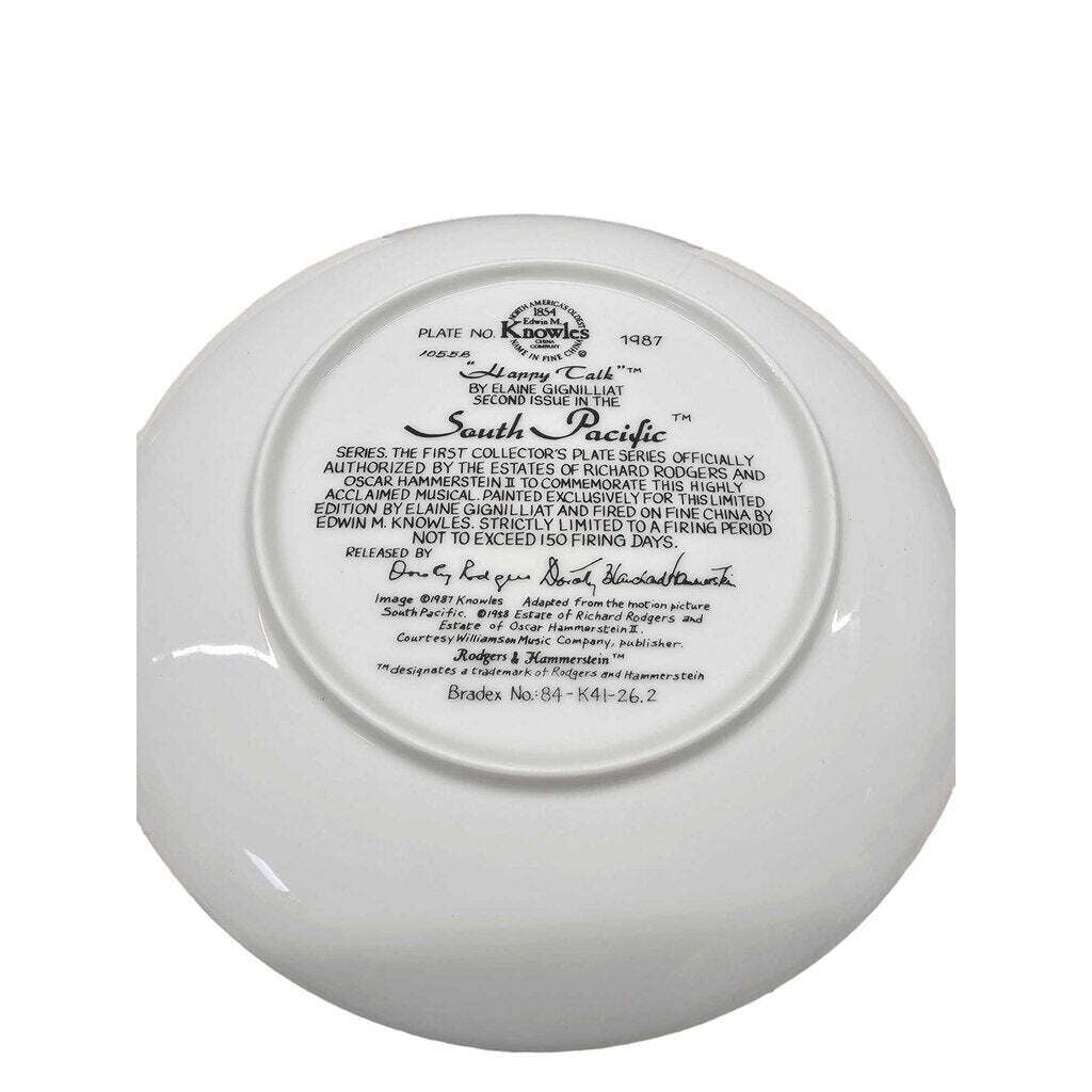 Limited Edition Knowles South Pacific Plate "Happy Talk" By Elaine Gignilliat With Certificate Of Authenticity