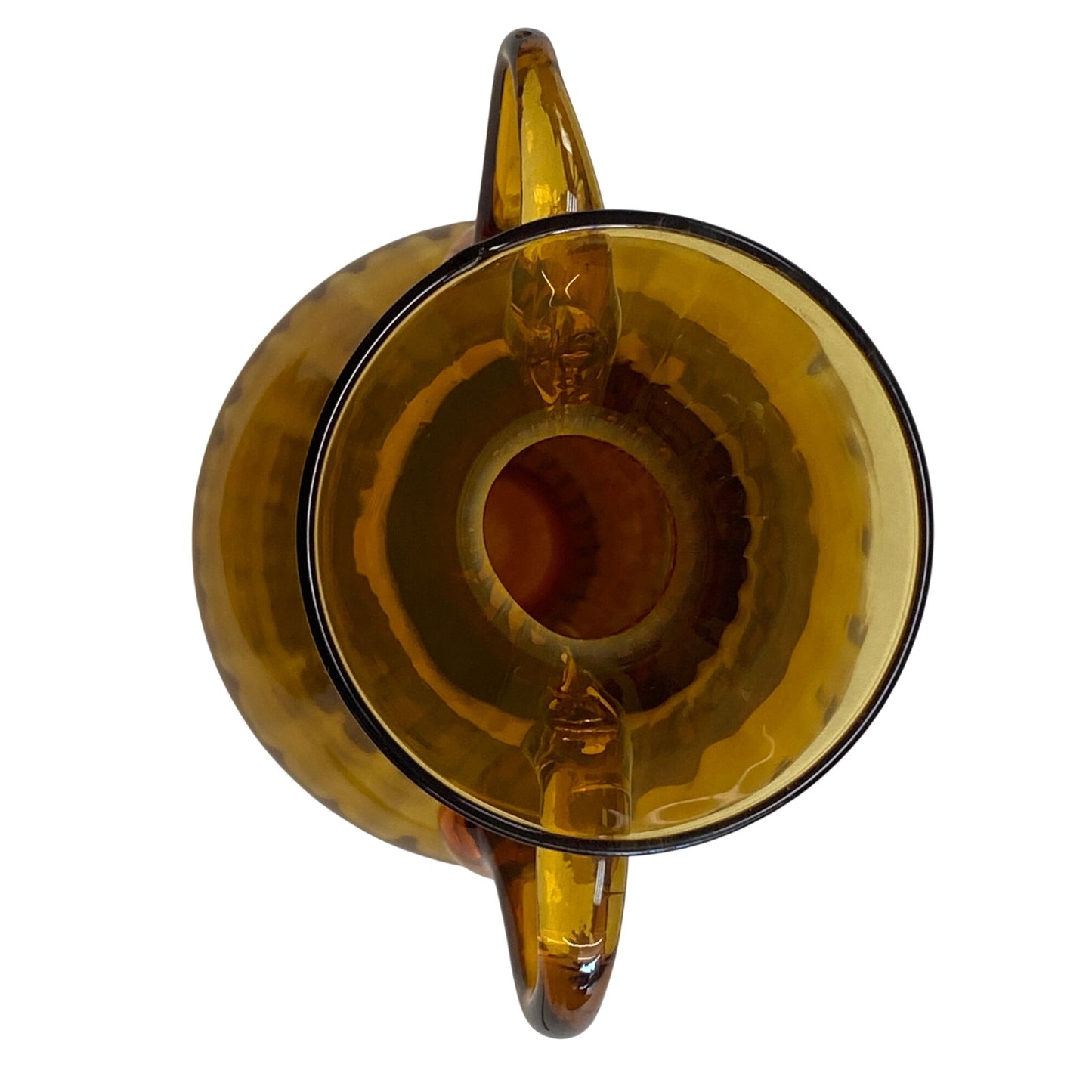 Vintage Amber Glass Vase With Double Handles & Flared Neck