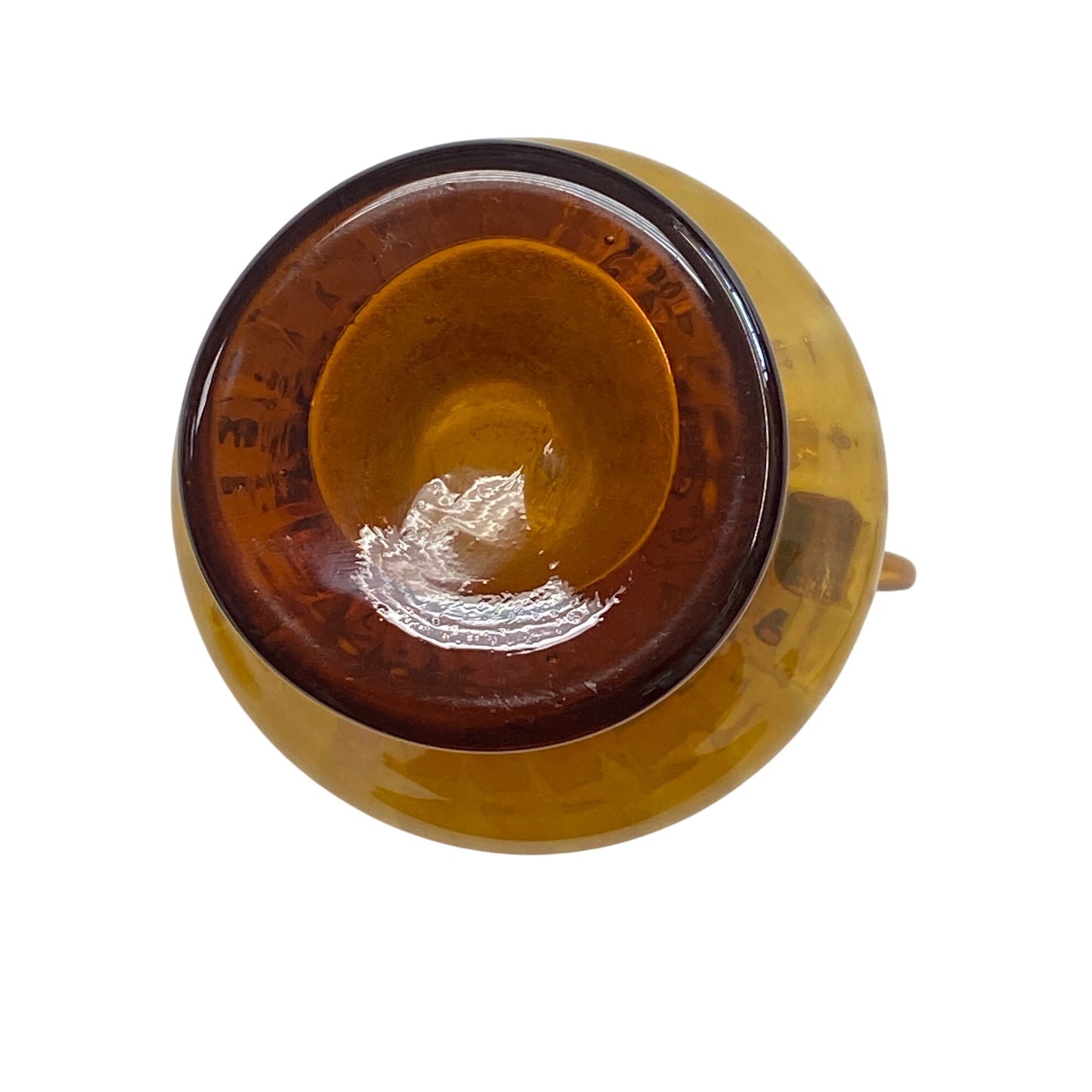 Vintage Amber Glass Vase With Double Handles & Flared Neck