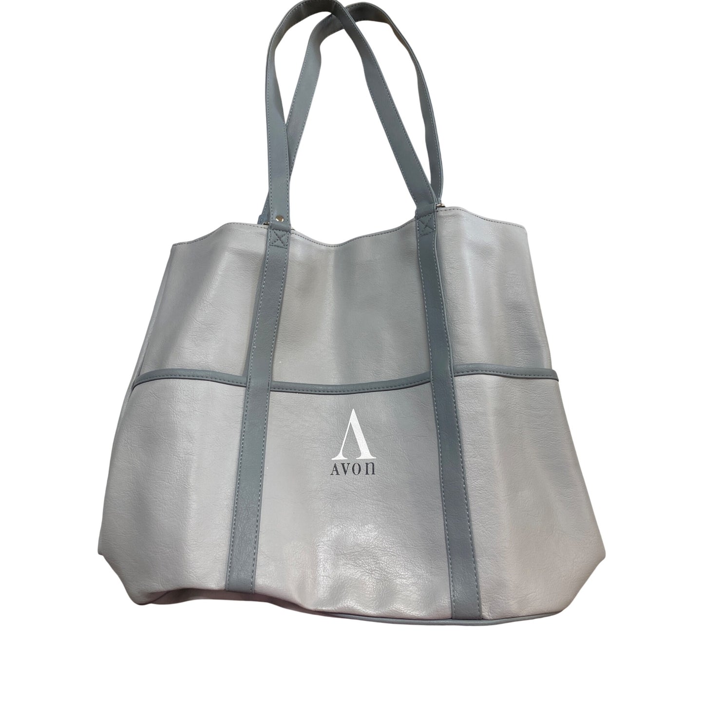 Avon Light Gray Faux Leather Tote Bag With Multiple Compartments & Double Straps - Spacious & Stylish For Everyday Use