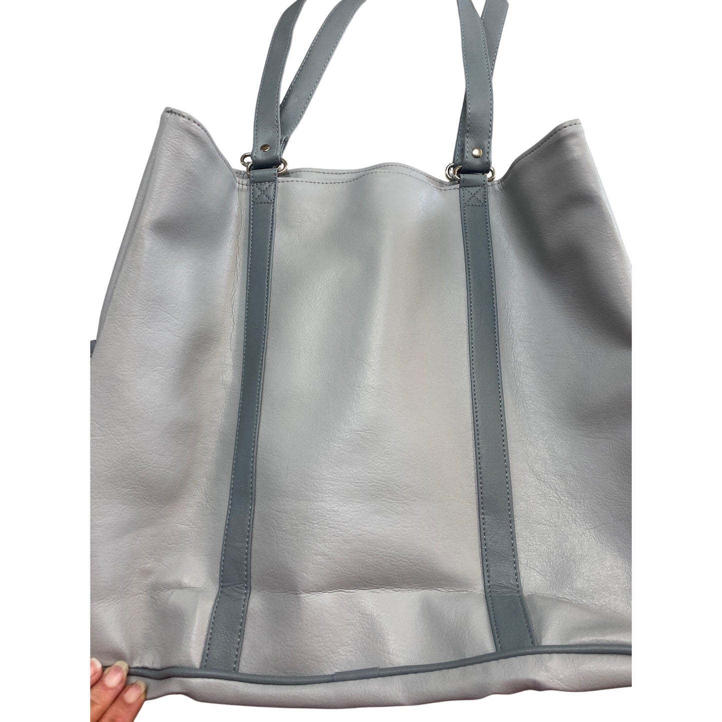 Avon Light Gray Faux Leather Tote Bag With Multiple Compartments & Double Straps - Spacious & Stylish For Everyday Use