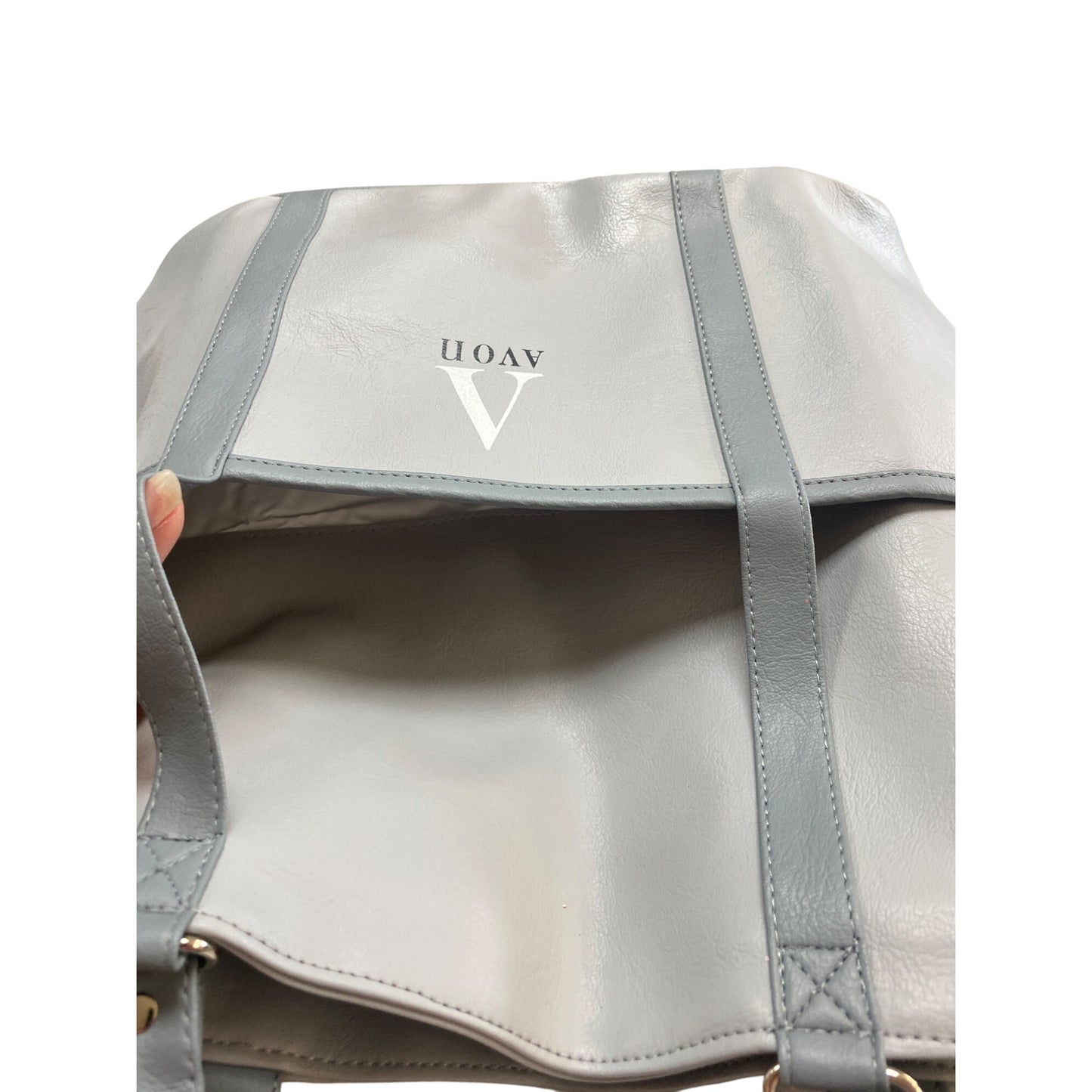 Avon Light Gray Faux Leather Tote Bag With Multiple Compartments & Double Straps - Spacious & Stylish For Everyday Use