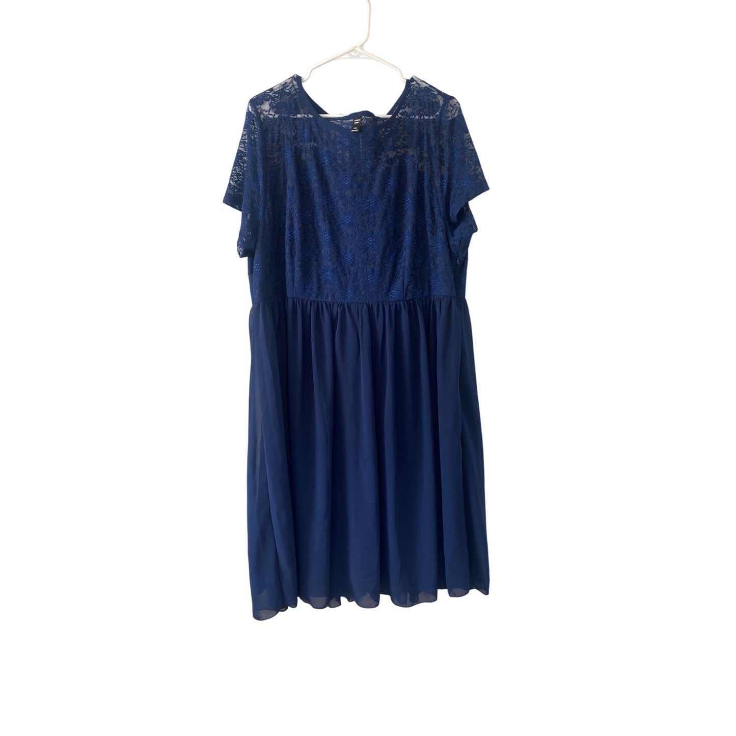 Shein Curve 4XL Blue Lace Overlay Short Sleeve Dress