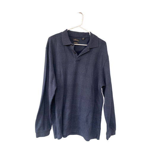 Arrow Classic-Fit Long Sleeve Polo Shirt Size L/G Navy Blue