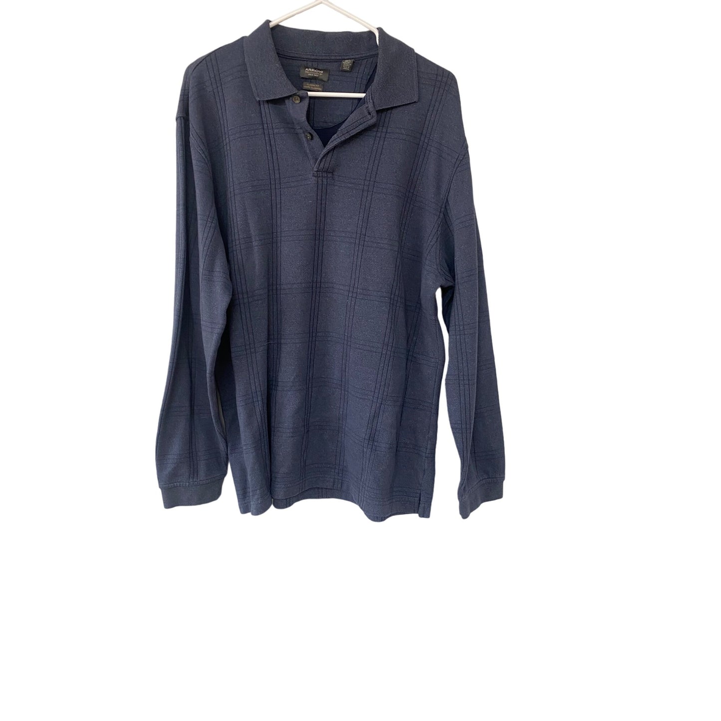 Arrow Classic-Fit Long Sleeve Polo Shirt Size L/G Navy Blue