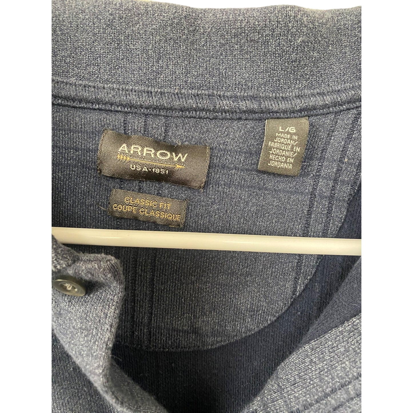 Arrow Classic-Fit Long Sleeve Polo Shirt Size L/G Navy Blue